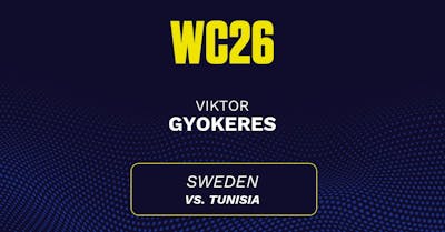 Will Viktor Gyokeres score a goal in today's World Cup game? Gyokeres' projected stats vs. Tunisia