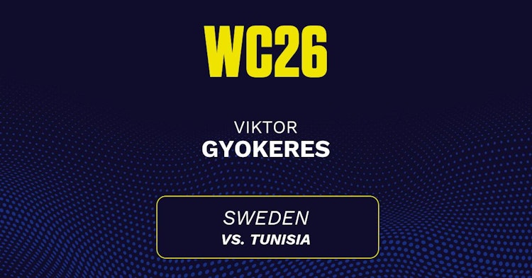 Viktor Gyokeres projected stats for Sunday, June 14, 2026.