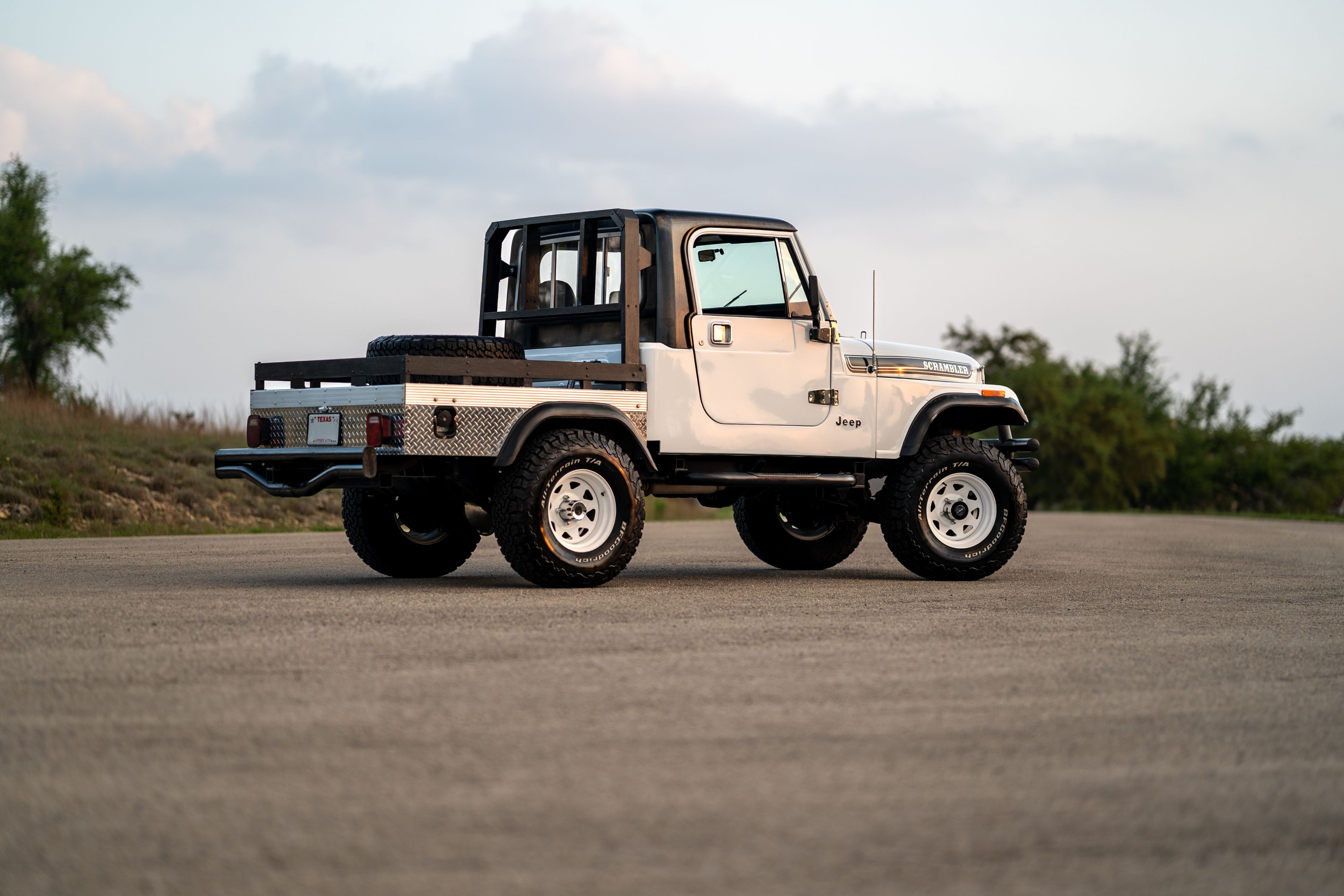 1983 Jeep Scrambler in White on Black in Austin, TX.