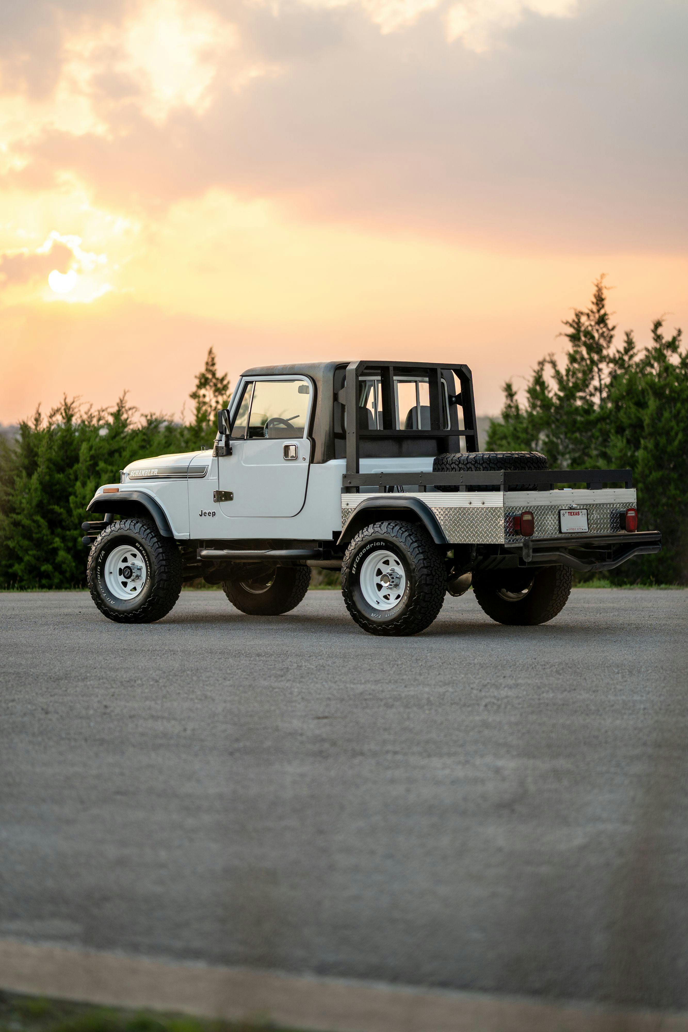 1983 Jeep Scrambler in White on Black in Austin, TX.