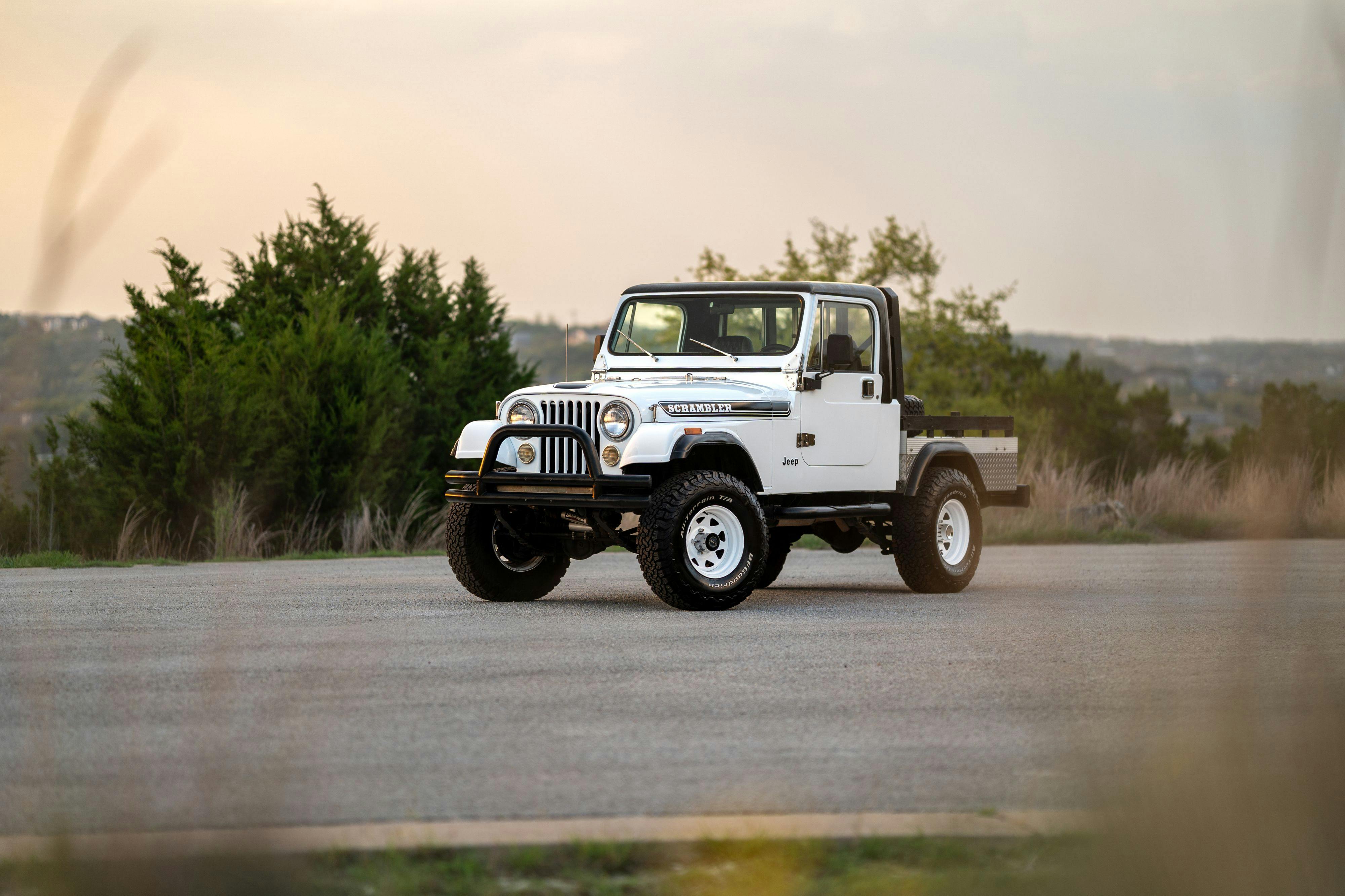 1983 Jeep Scrambler in White on Black in Austin, TX.