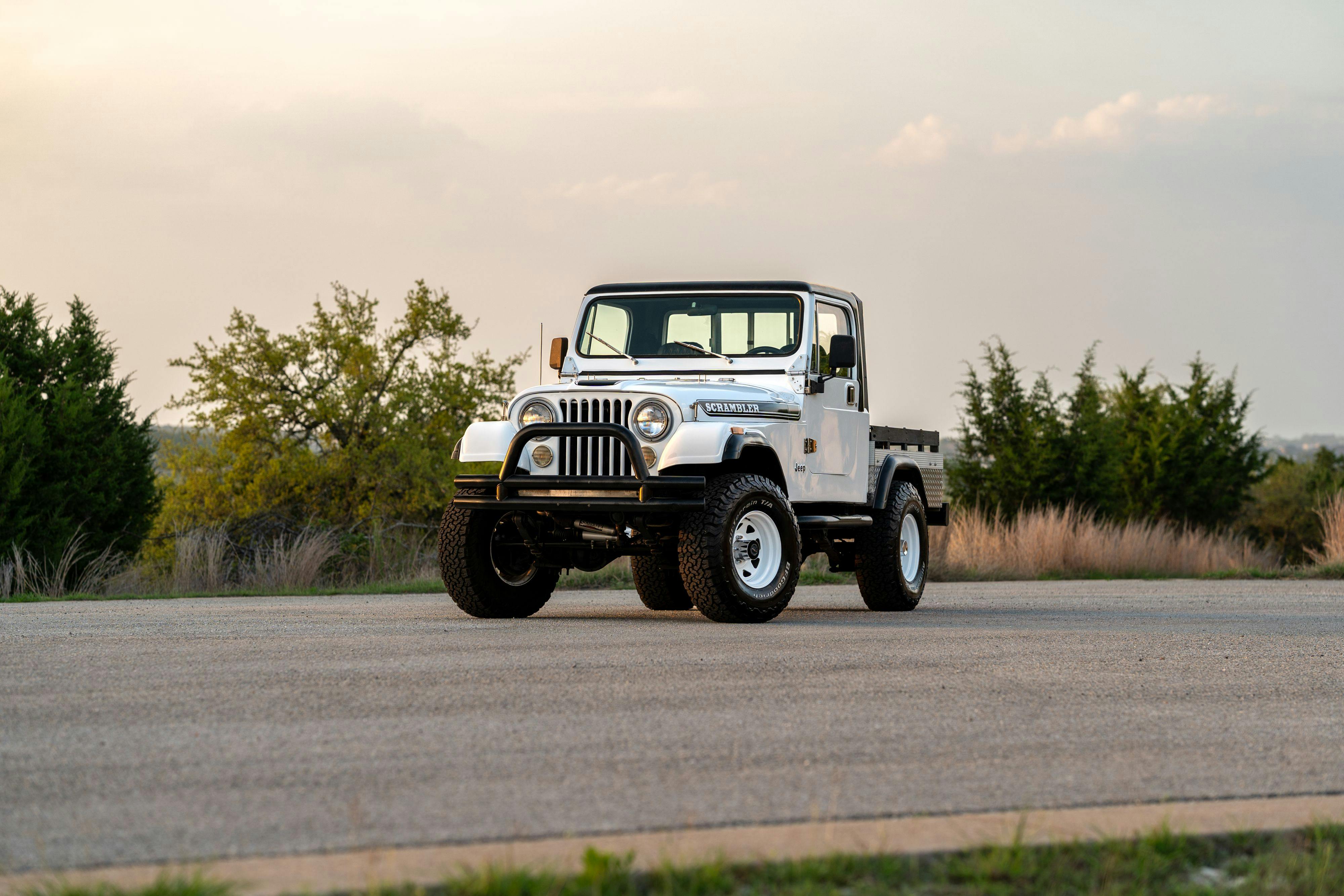 1983 Jeep Scrambler in White on Black in Austin, TX.