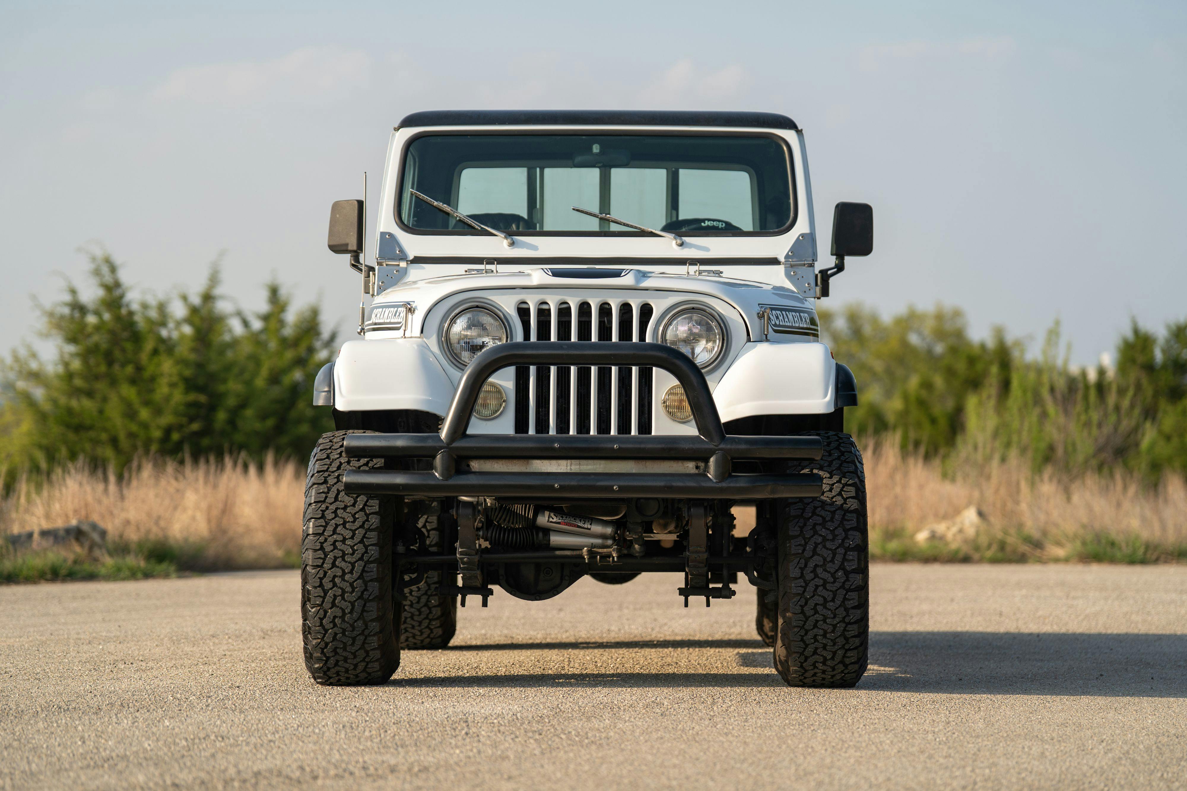 1983 Jeep Scrambler in White on Black in Austin, TX.
