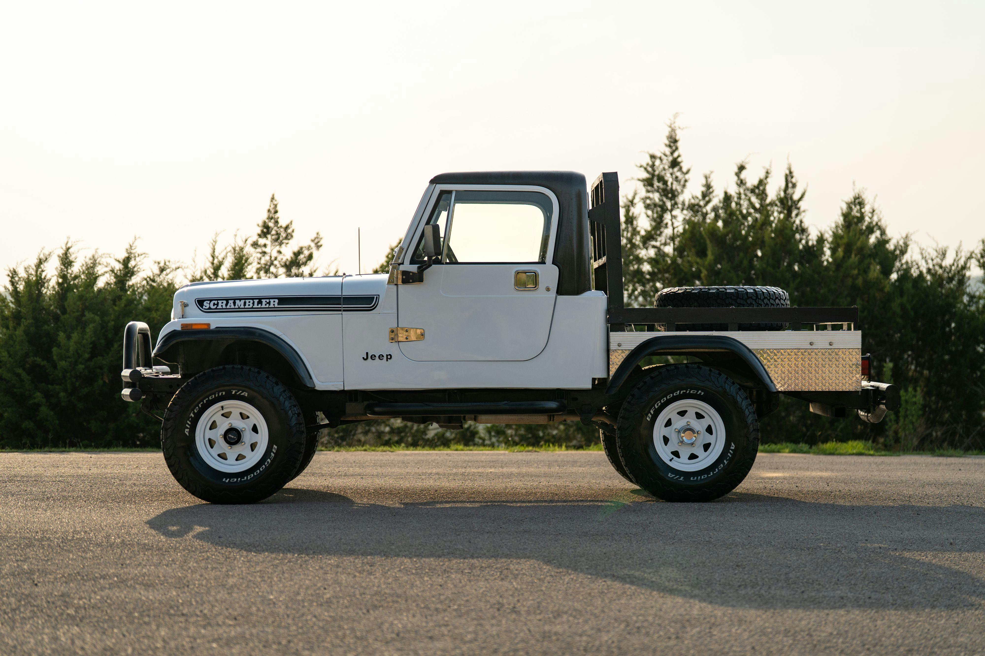 1983 Jeep Scrambler in White on Black in Austin, TX.