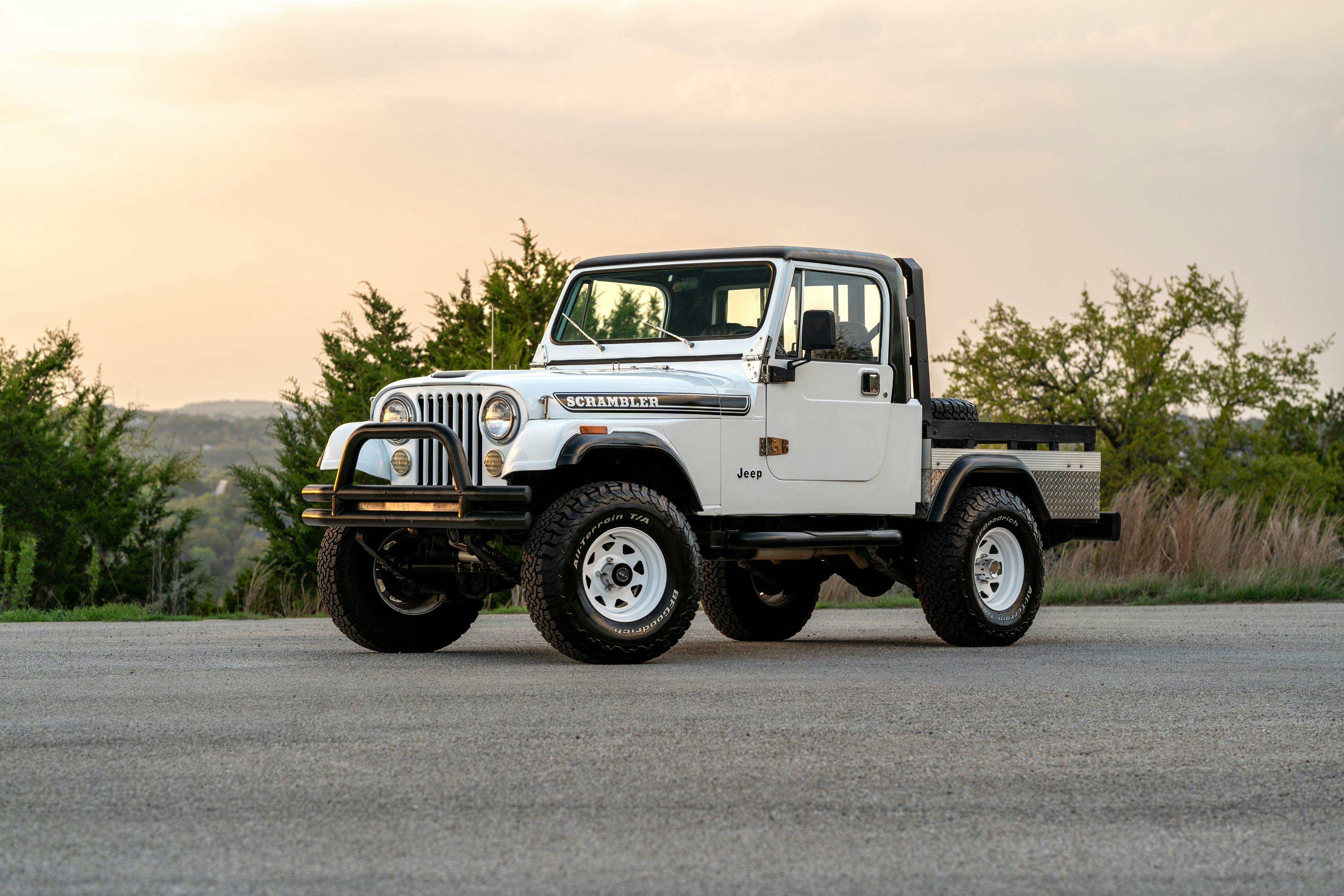 1983 Jeep Scrambler in White on Black in Austin, TX.