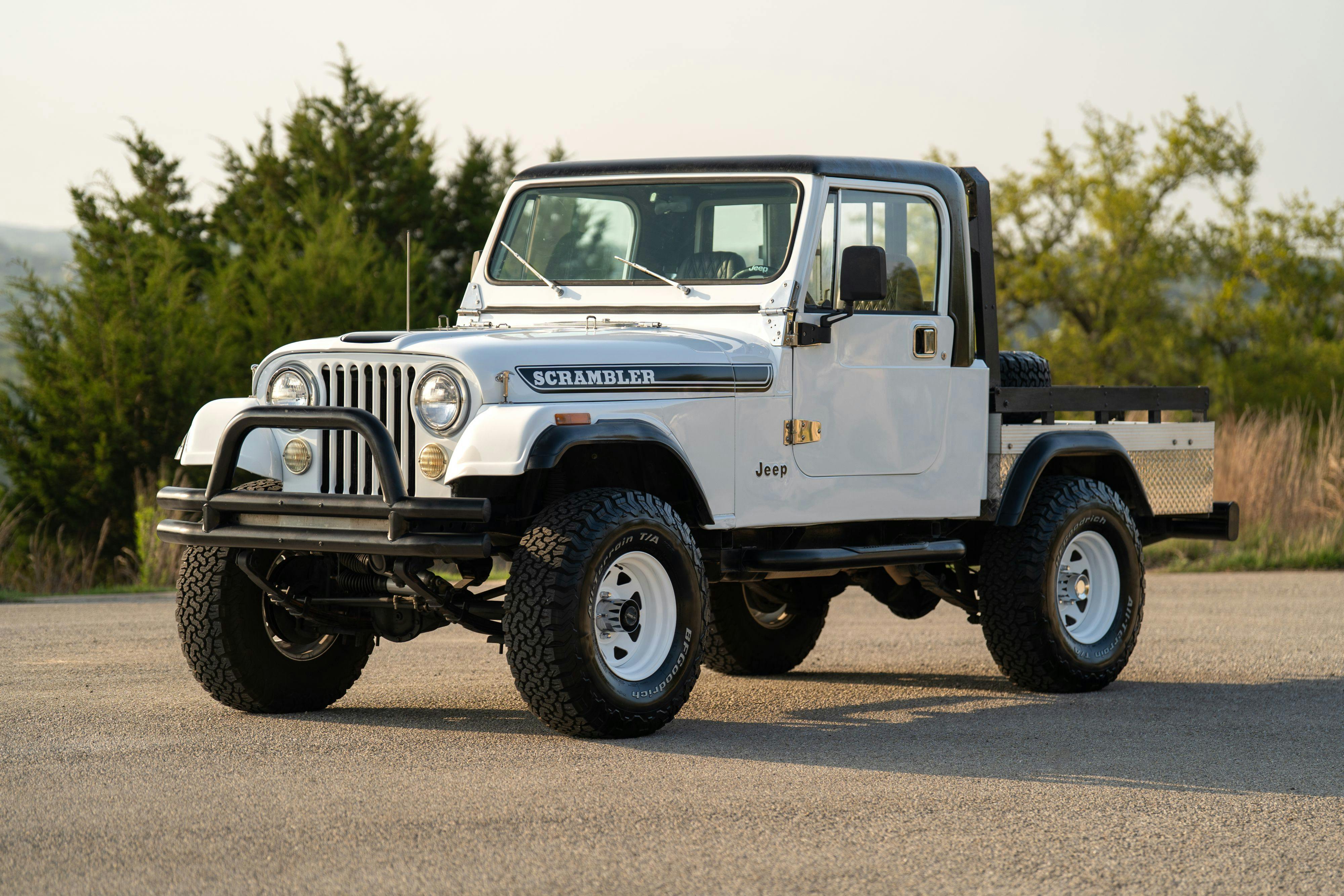 1983 Jeep Scrambler in White on Black in Austin, TX.