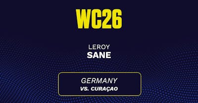 Will Leroy Sane score a goal in today's World Cup game? Sane's projected stats vs. Curaçao