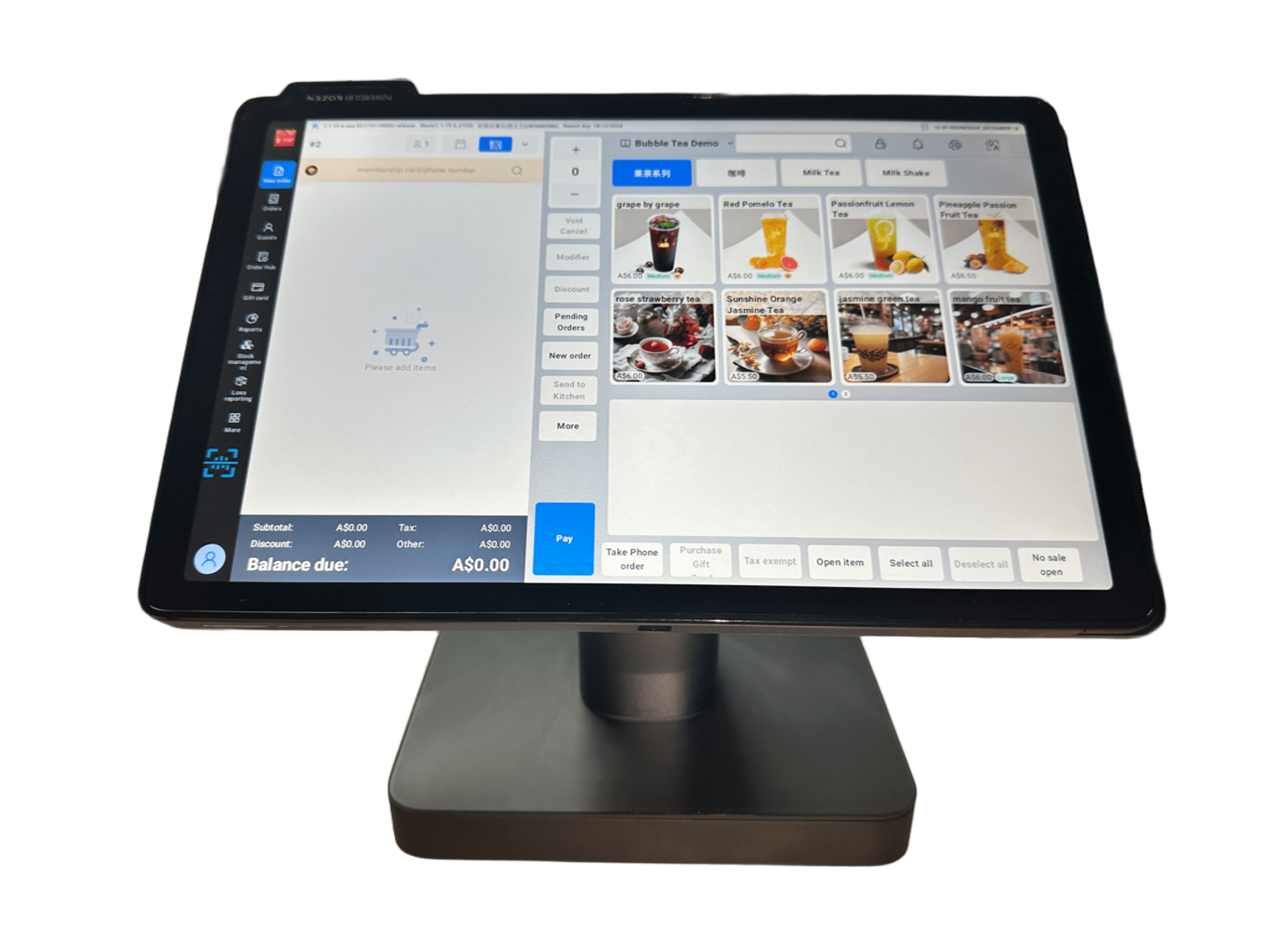 POS system on tablet