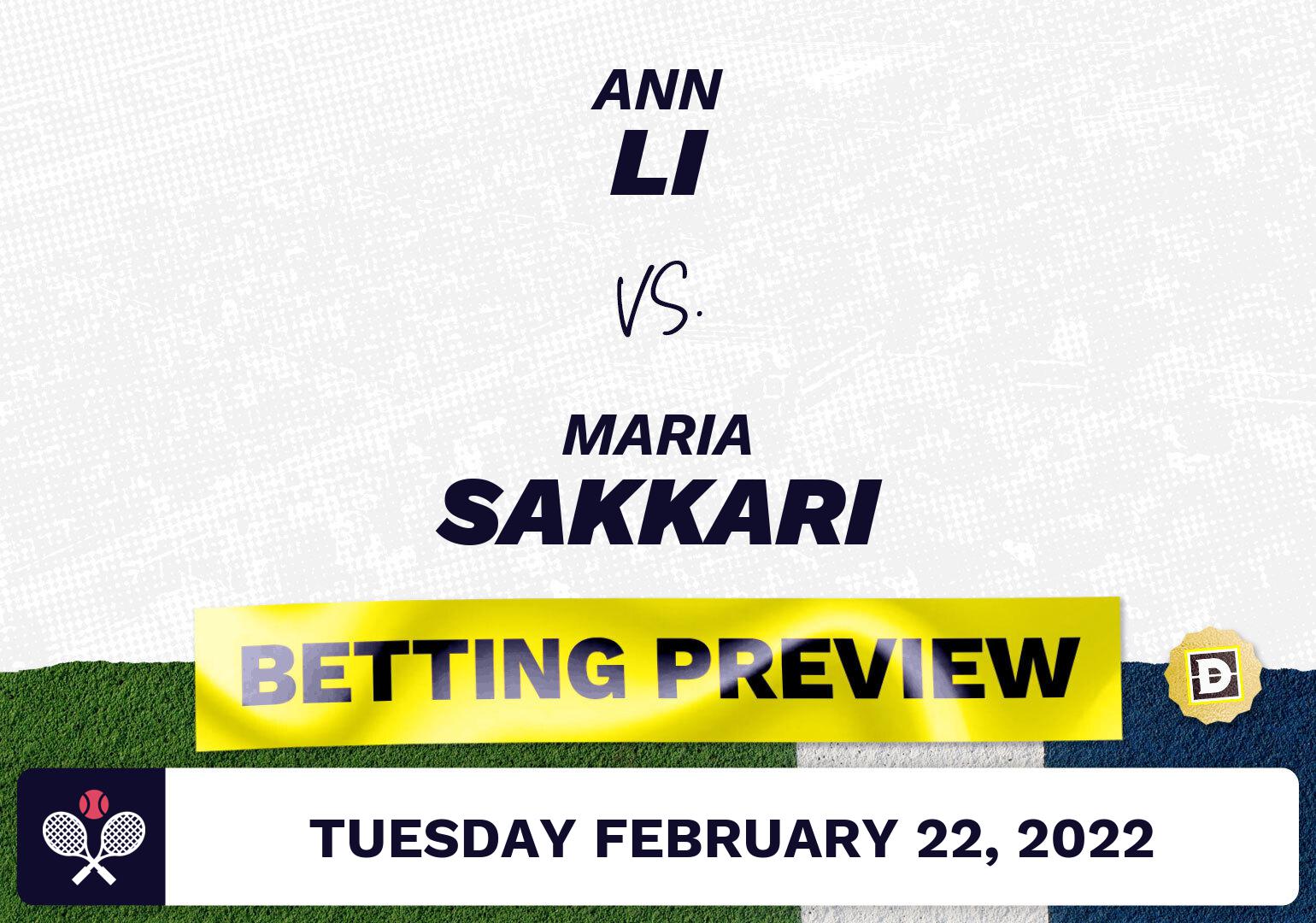 Ann Li vs. Maria Sakkari Predictions - Feb 22, 2022