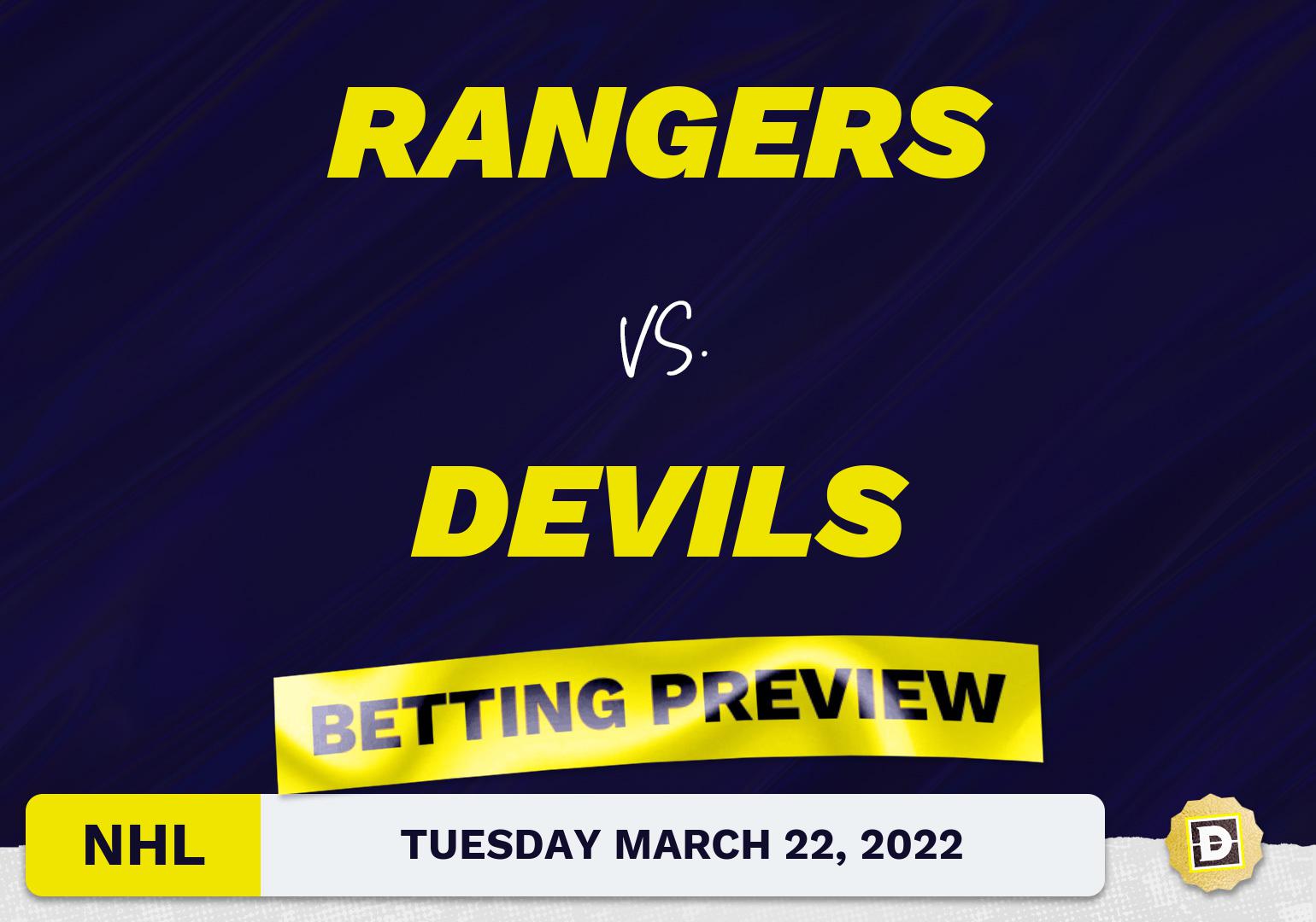 Rangers vs. Devils Predictions and Odds - Mar 22, 2022