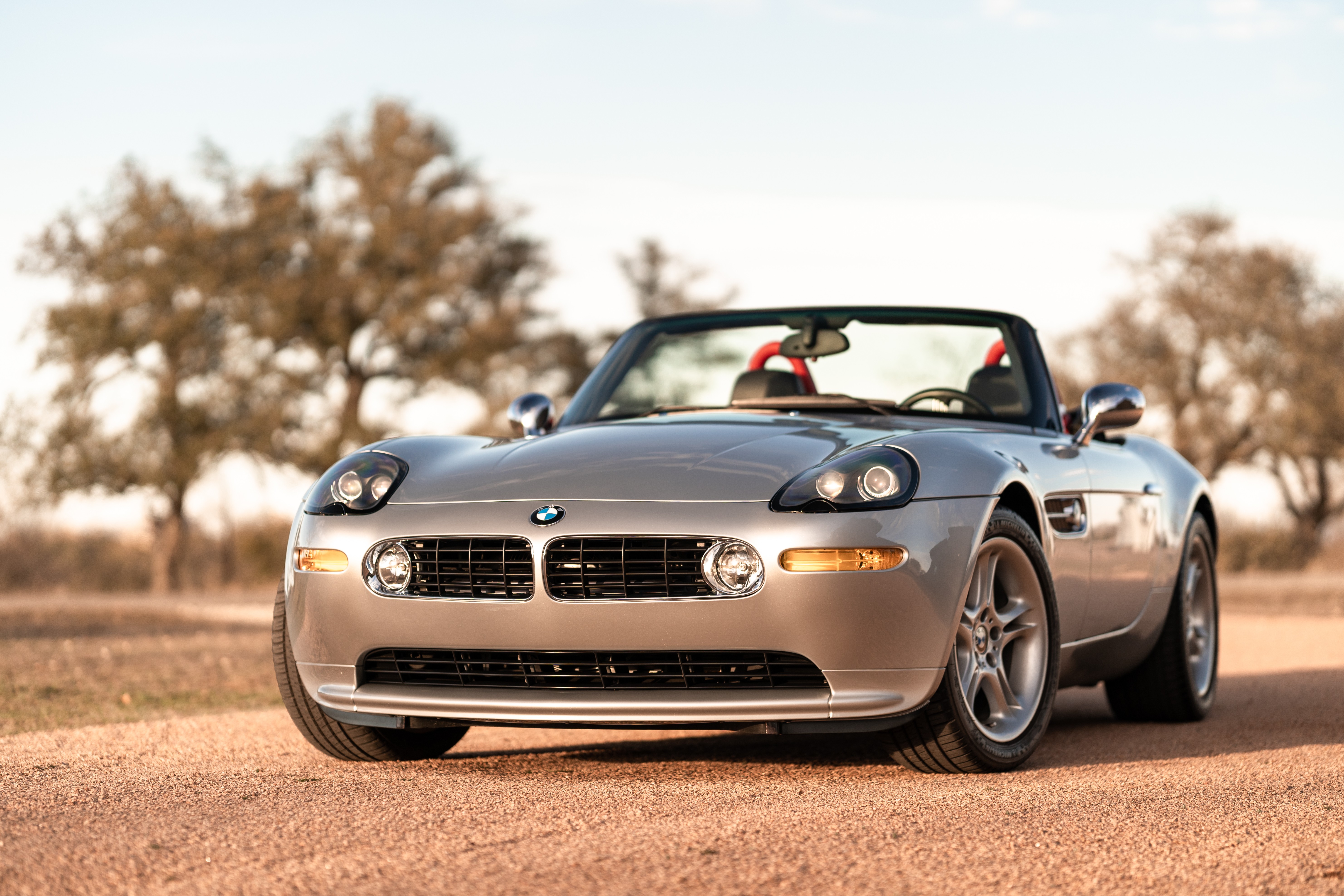 Silver 2002 BMW Z8 with a red interior in Blanco, TX.