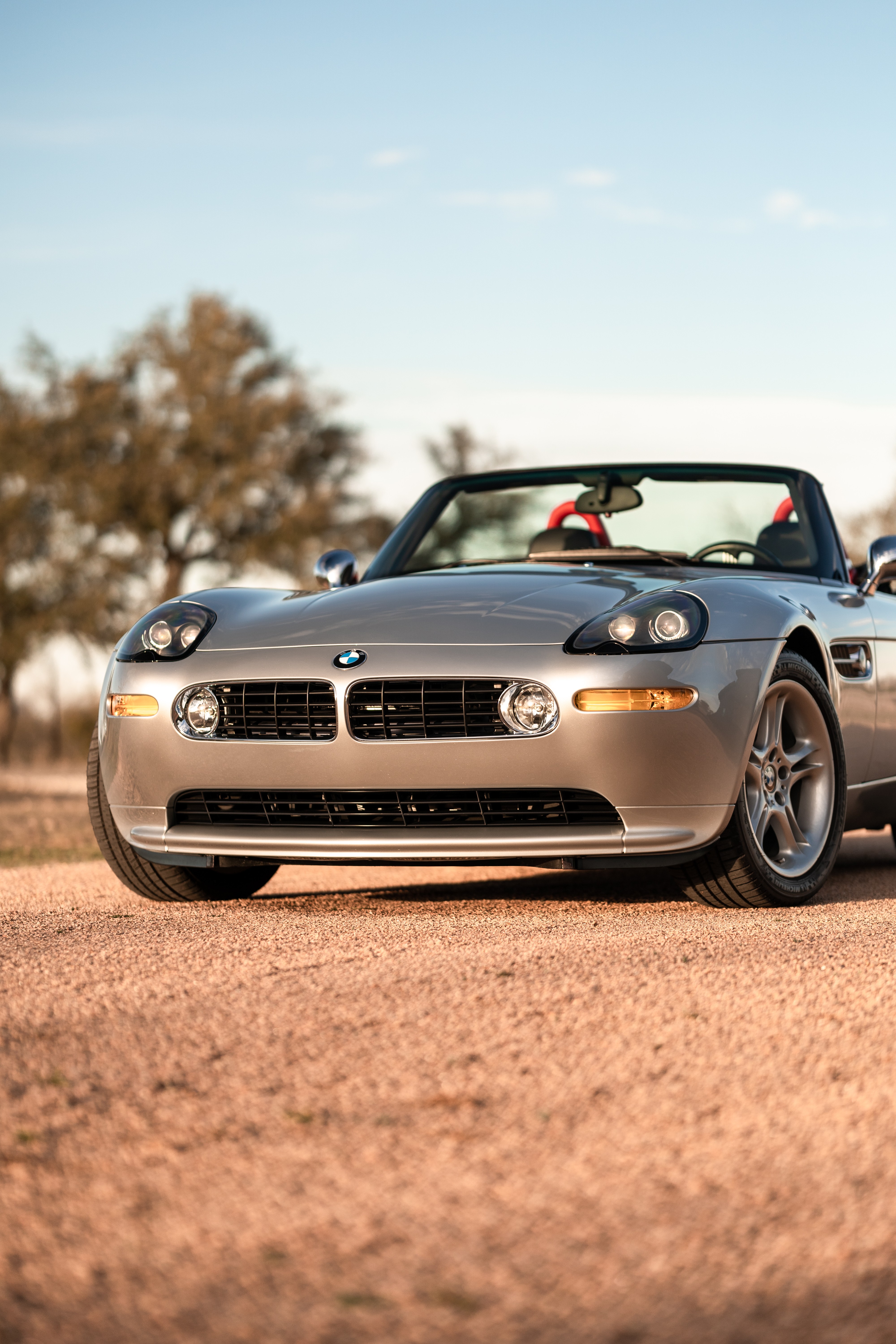 Silver 2002 BMW Z8 with a red interior in Blanco, TX.