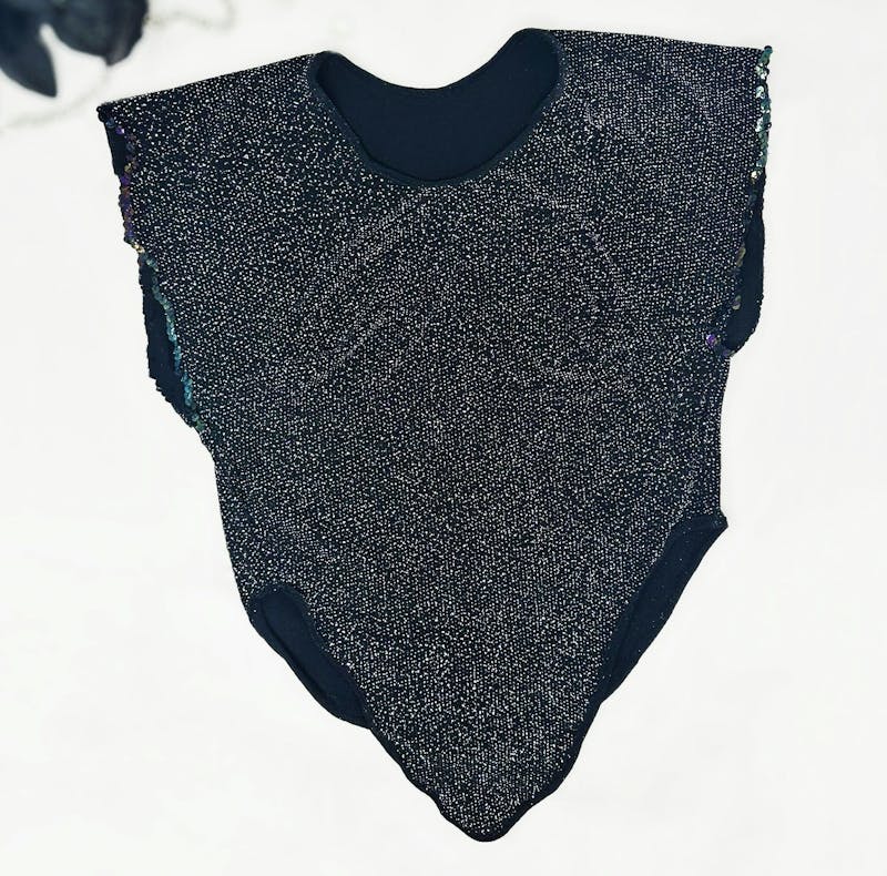 Black Slinky Top with rainbow glitter and sequins