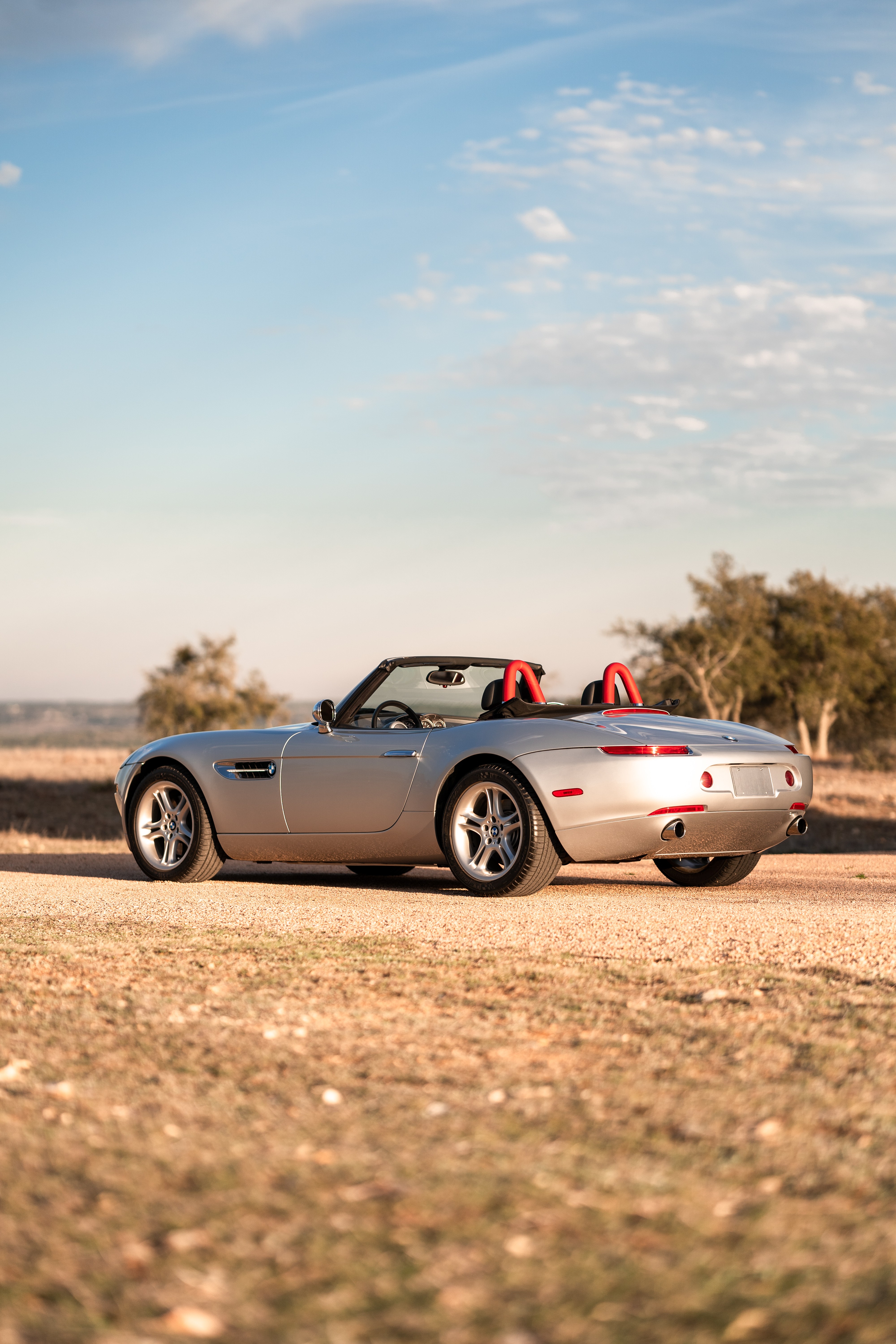 Silver 2002 BMW Z8 with a red interior in Blanco, TX.