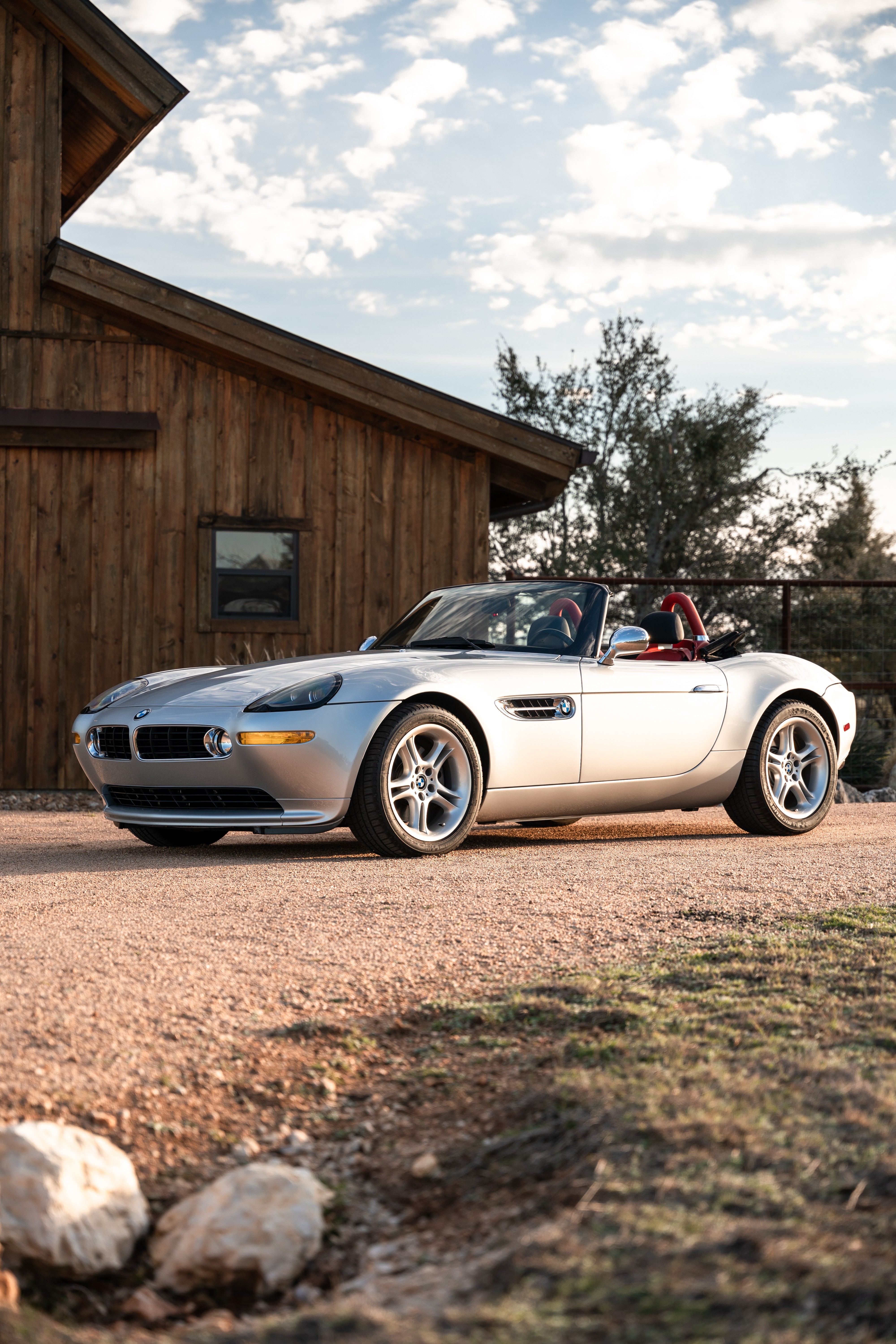 Silver 2002 BMW Z8 with a red interior in Blanco, TX.