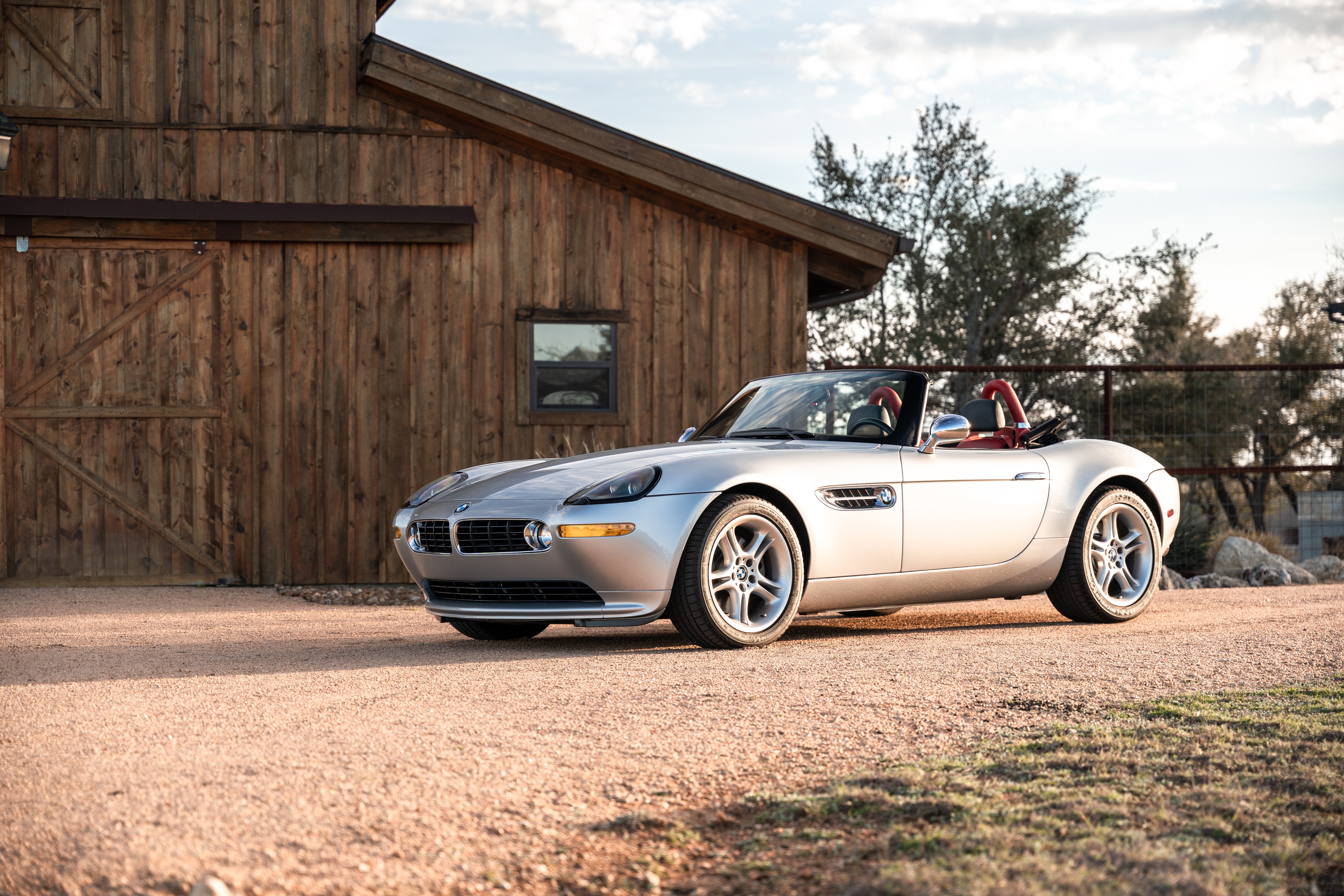 Silver 2002 BMW Z8 with a red interior in Blanco, TX.