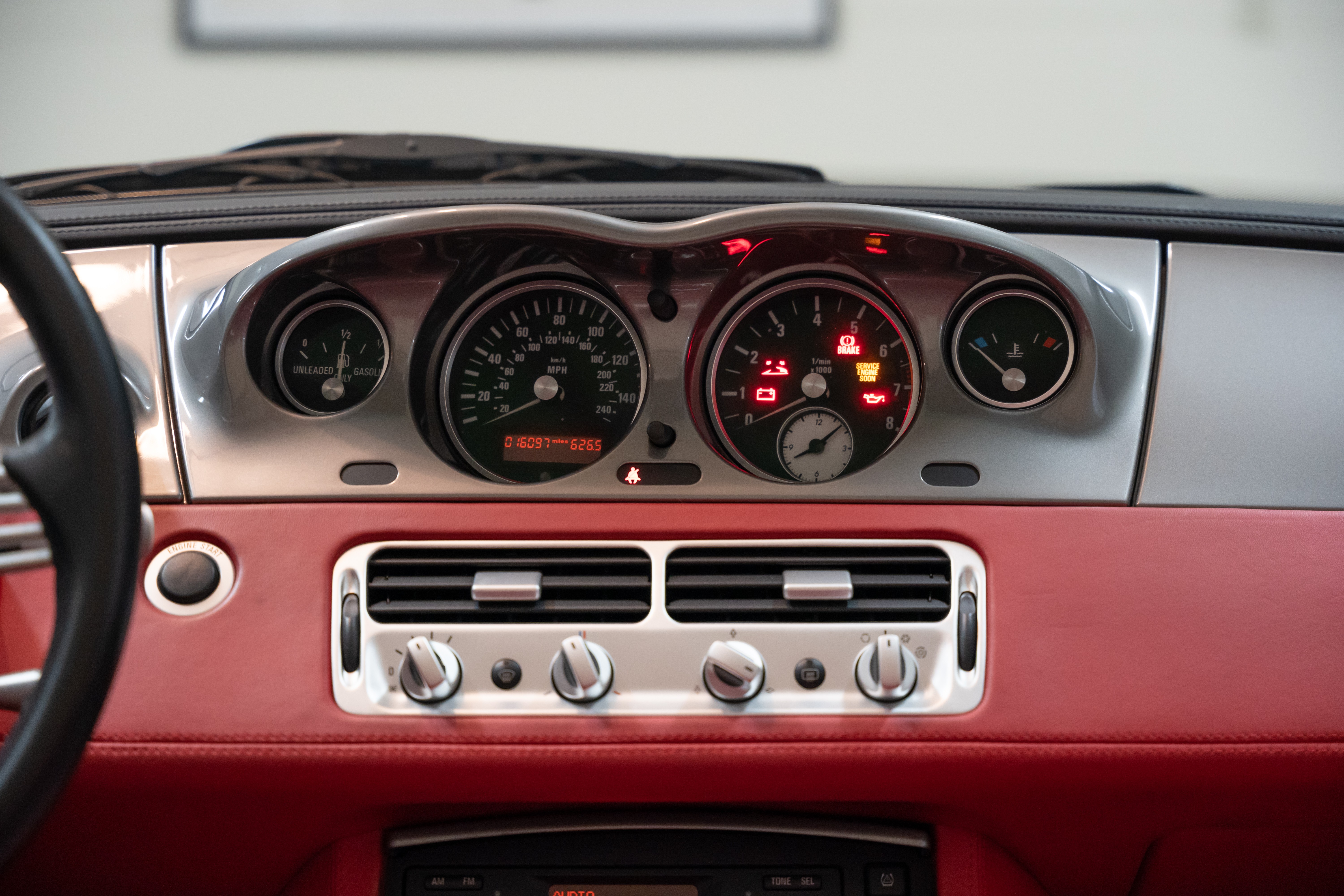 Gauge cluster of a 2002 BMW Z8 in Blanco, TX.