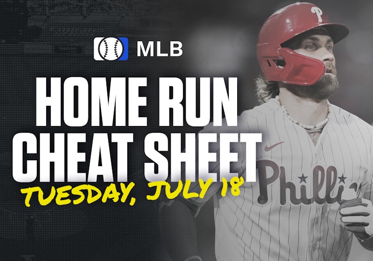 Home Run Cheat Sheet - HR Data, Stats, Matchups and More - Tuesday, July 18