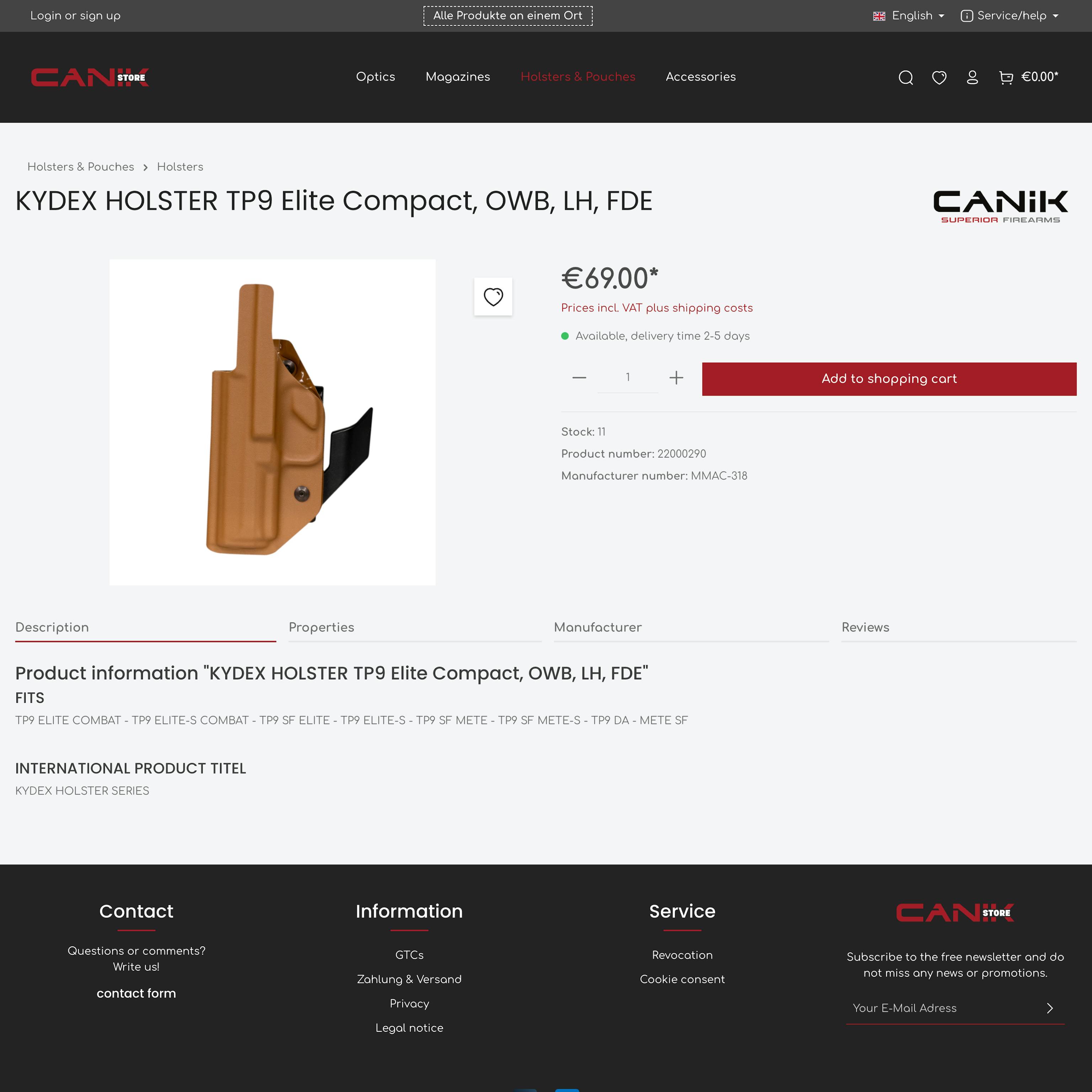 Product detail page