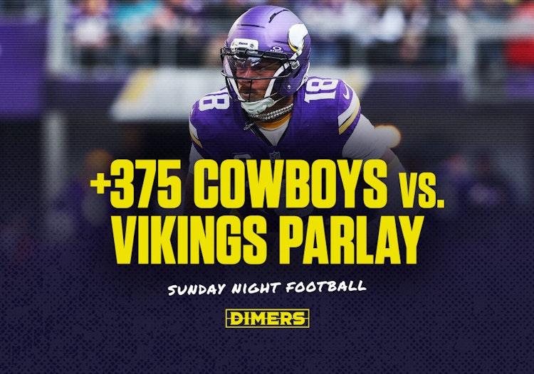 NFL Parlay bet for Week 15 Sunday Night Football featuring the Cowboys and Vikings.
