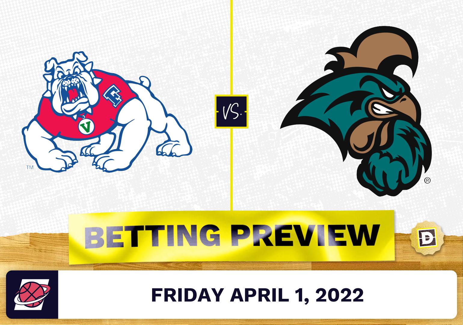 Fresno State vs. Coastal Carolina CBB Prediction and Odds - Apr 1, 2022