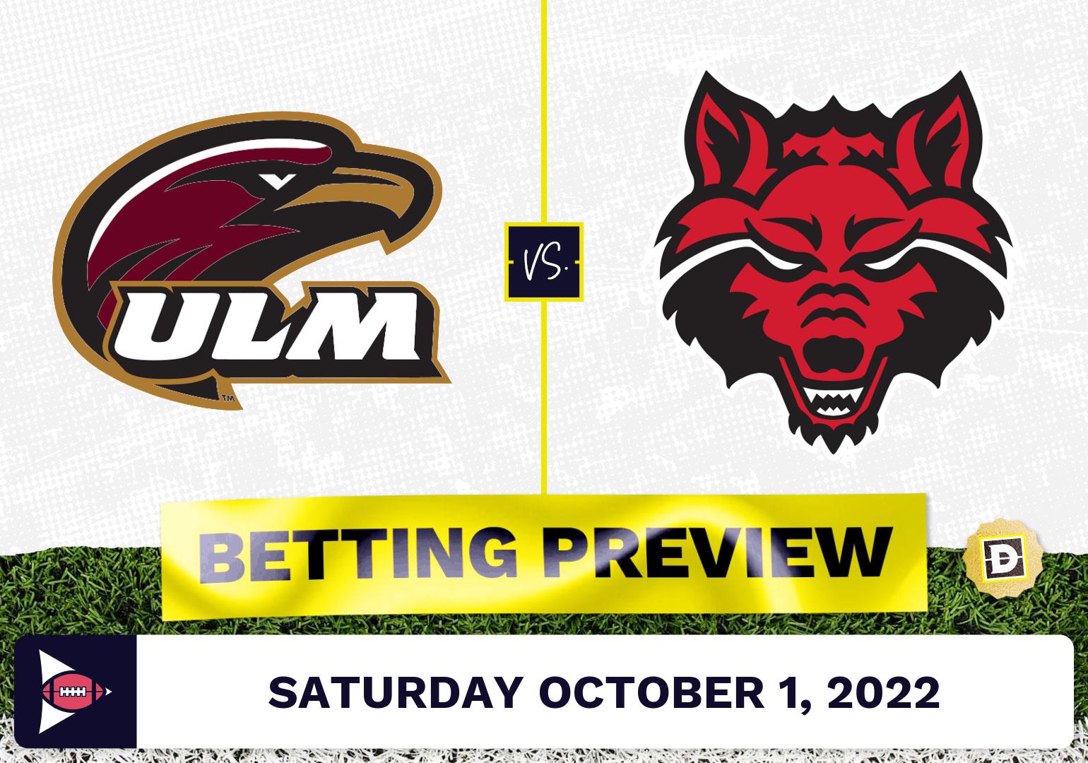 Louisiana-Monroe vs. Arkansas State CFB Prediction and Odds - Oct 1, 2022