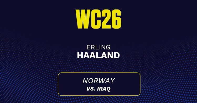 Erling Haaland projected stats for Tuesday, June 16, 2026.