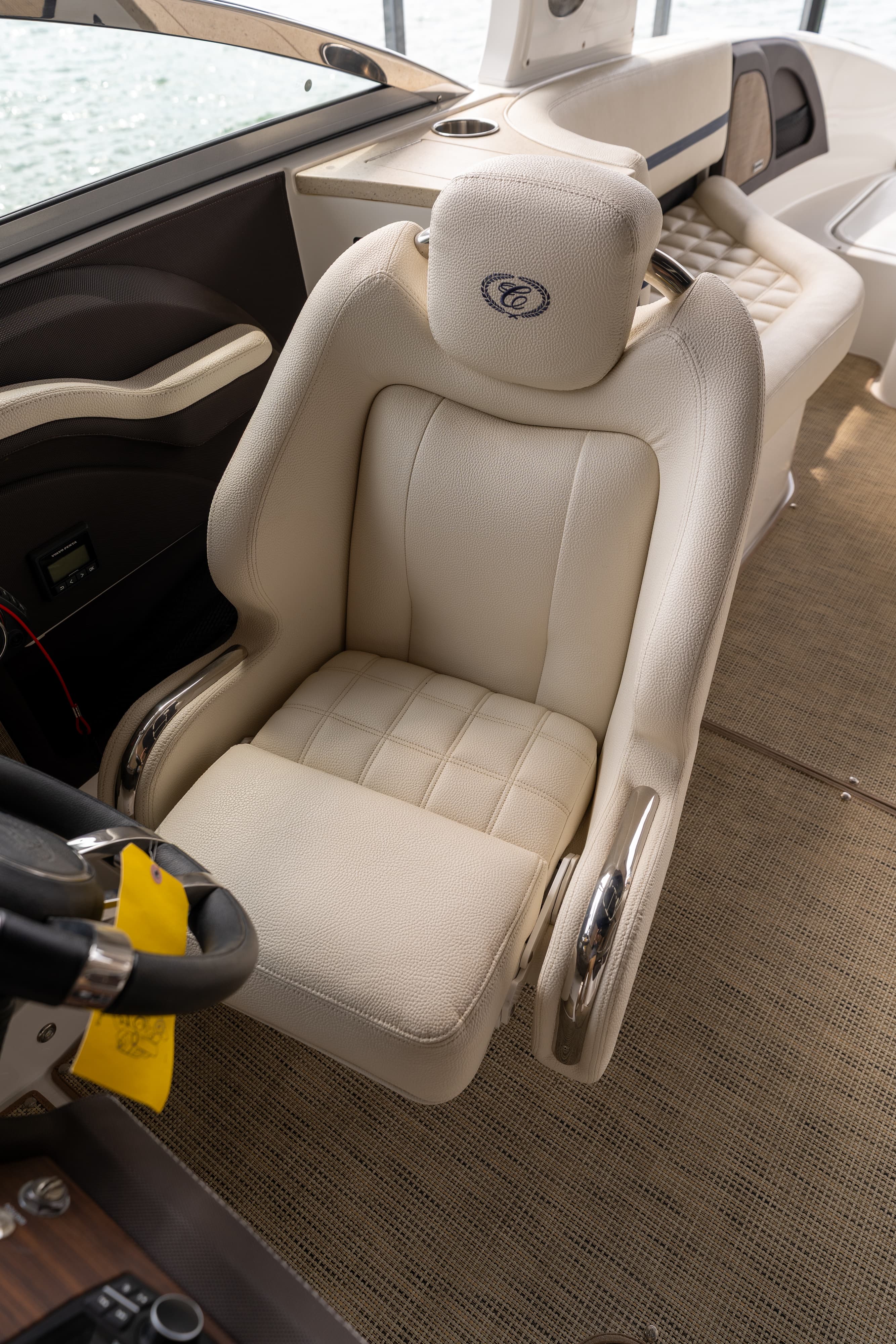 Captain's chair in a 2018 Cobalt R7 Surf boat in Lakeway, TX.