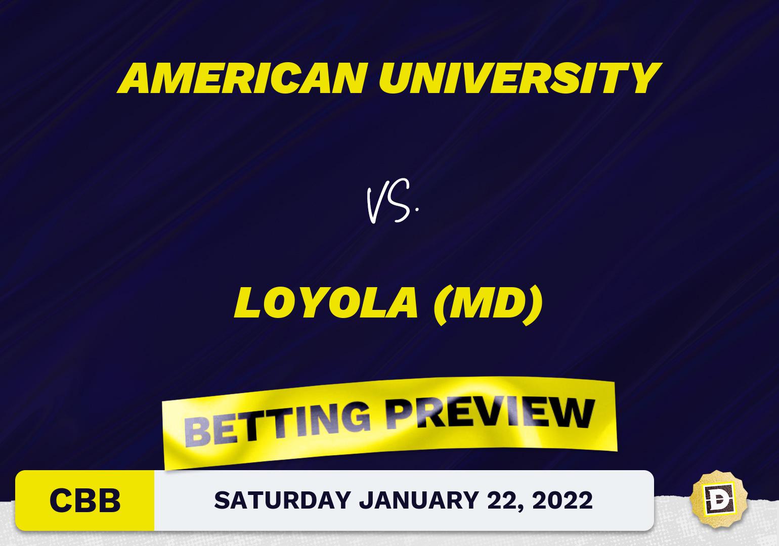 American University vs. Loyola (MD) CBB Predictions and Odds - Jan 22, 2022