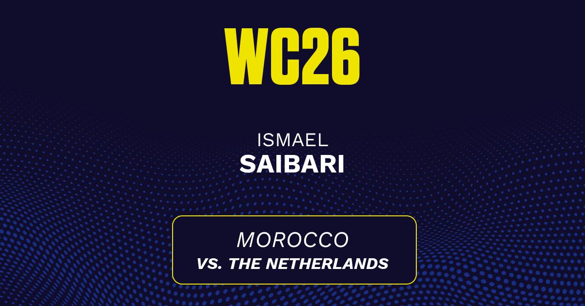 Ismael Saibari's predicted stats vs. the Netherlands, including anytime goal projection