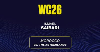 Ismael Saibari's predicted stats vs. the Netherlands, including anytime goal projection