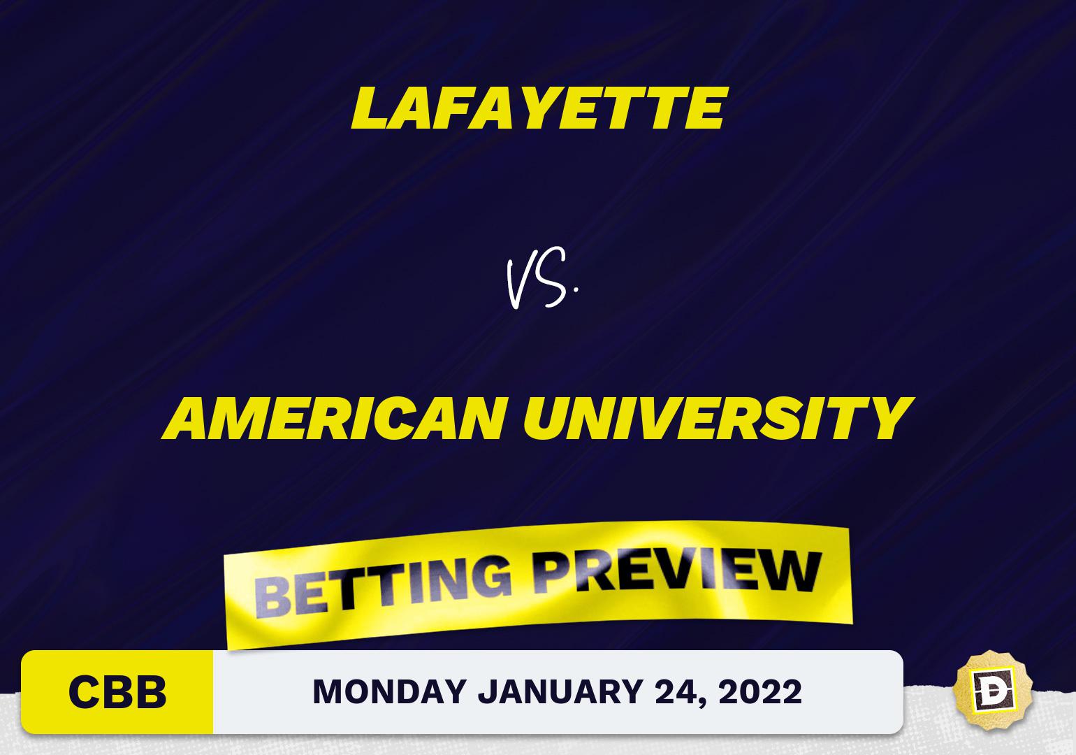 Lafayette vs. American University CBB Predictions and Odds - Jan 24, 2022