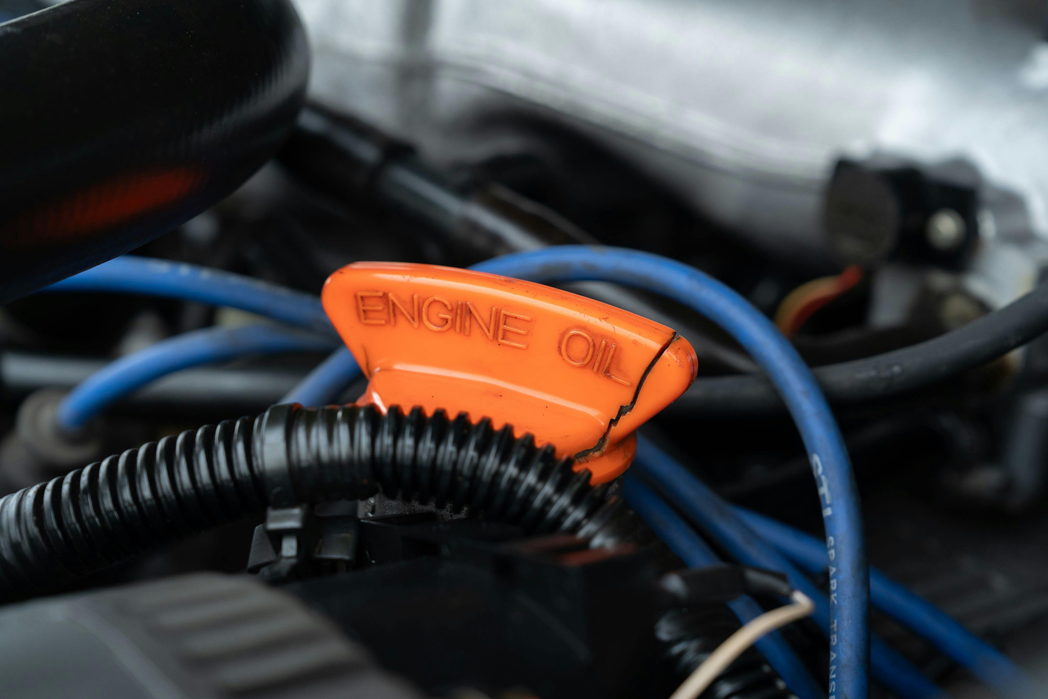 Engine bay of a 1994 Range Rover LWB in Beluga Black over Dark Sable in Austin, TX.