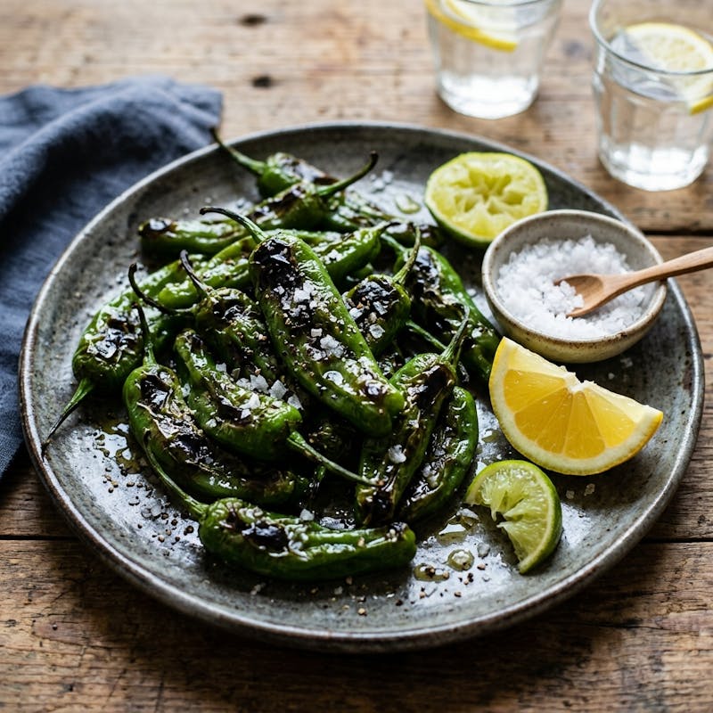 15-Minute Blistered Shishito Peppers with Lemon and Flaky Salt