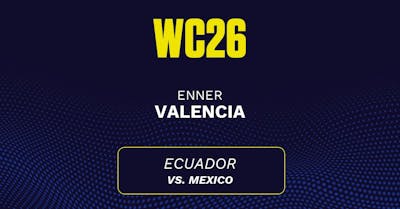Enner Valencia's predicted stats vs. Mexico, including anytime goal projection