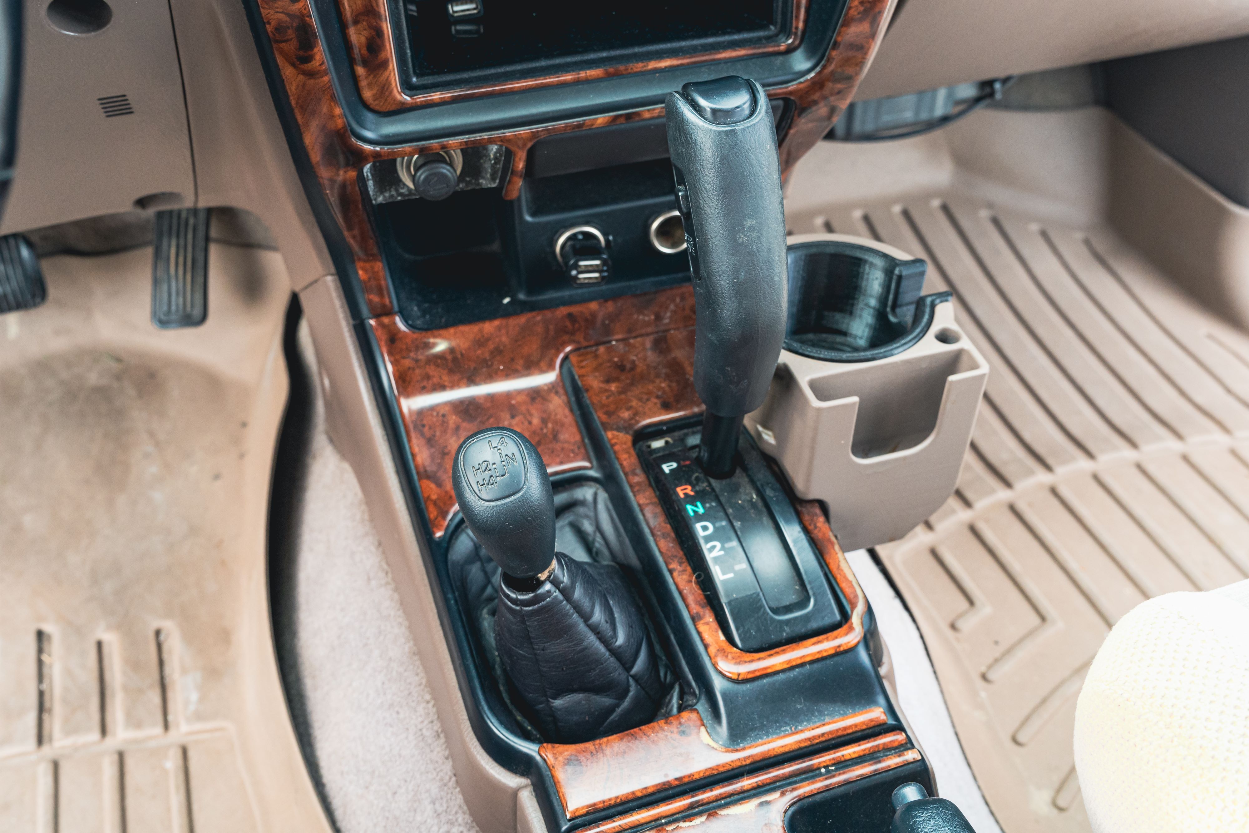 Tan interior of an Imperial Jade Mica 2000 Toyota 4Runner SR5 shot in Austin, TX.