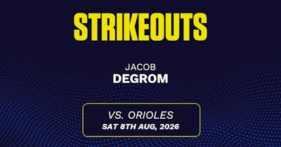 Jacob deGrom projections August 8: Strikeouts, outs, and earned runs vs. Orioles [2026]