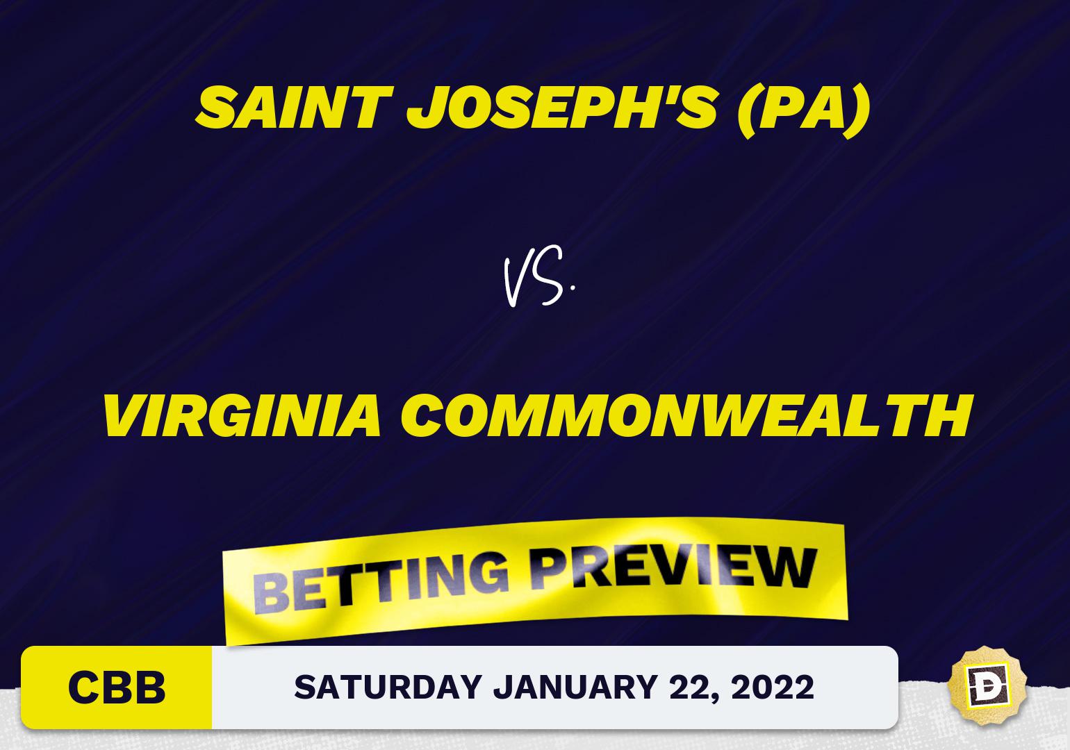 Saint Joseph's (PA) vs. Virginia Commonwealth CBB Predictions and Odds - Jan 22, 2022