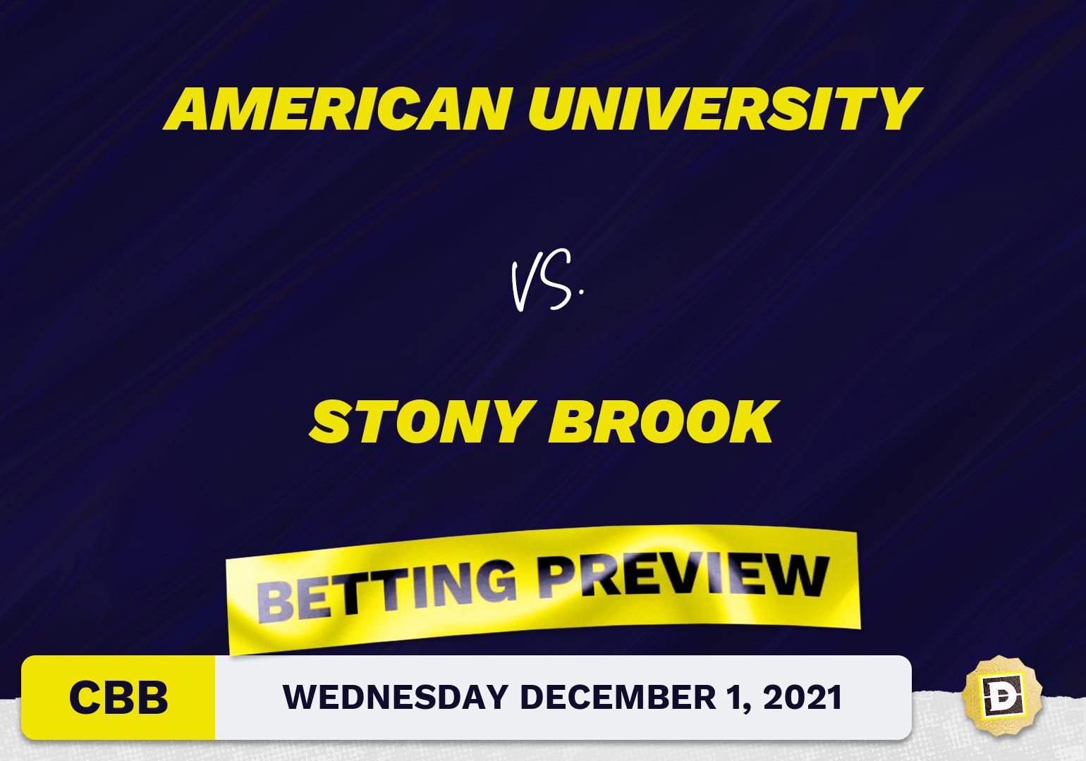 American University vs. Stony Brook CBB Predictions and Odds - Dec 1, 2021