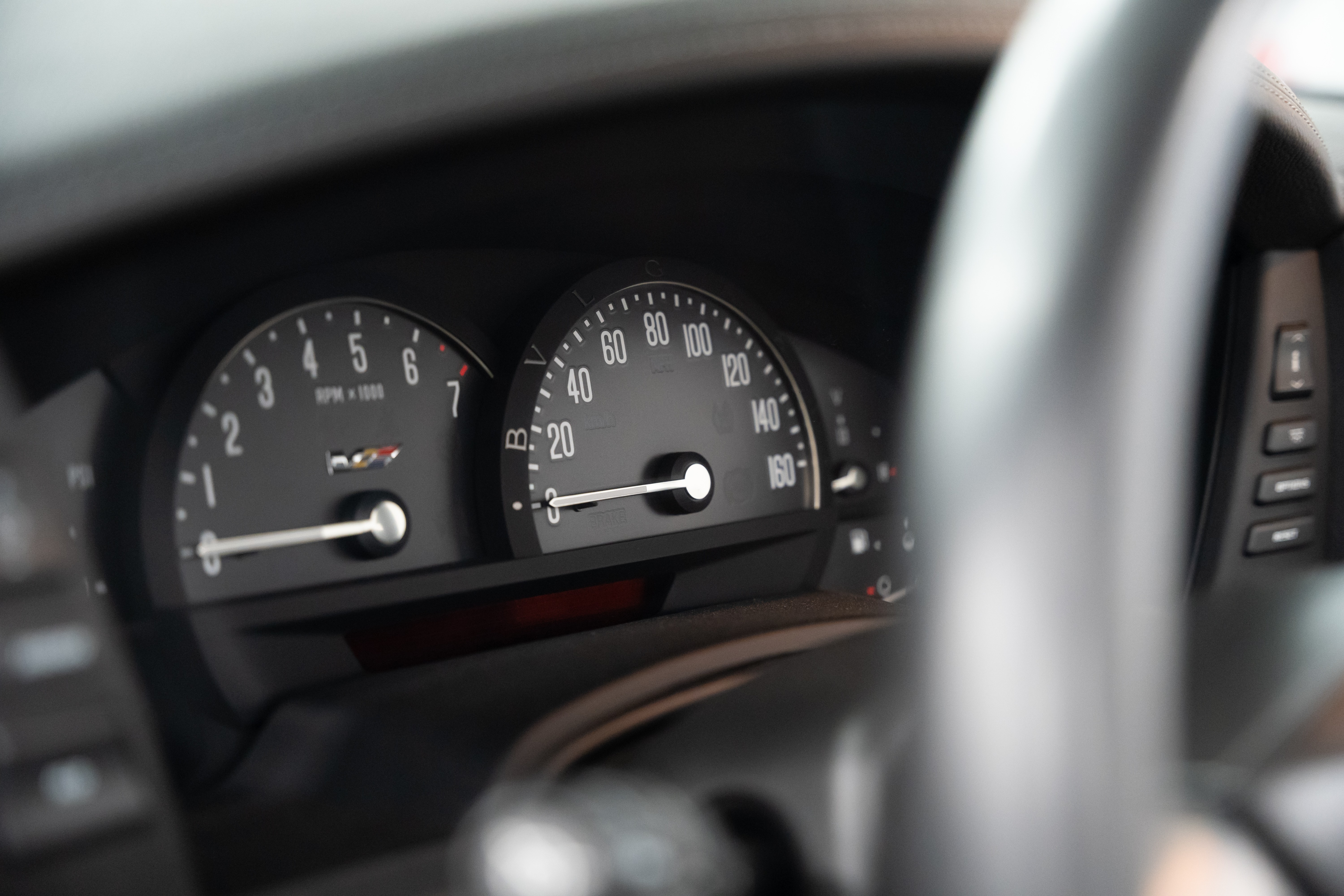 Gauge cluster on a 2006 Black Raven Cadillac XLR-V with Ebony interior in Corpus Christi, TX.