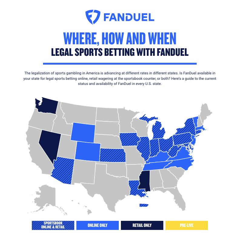 FanDuel July Fourth Promo Legal States Map.