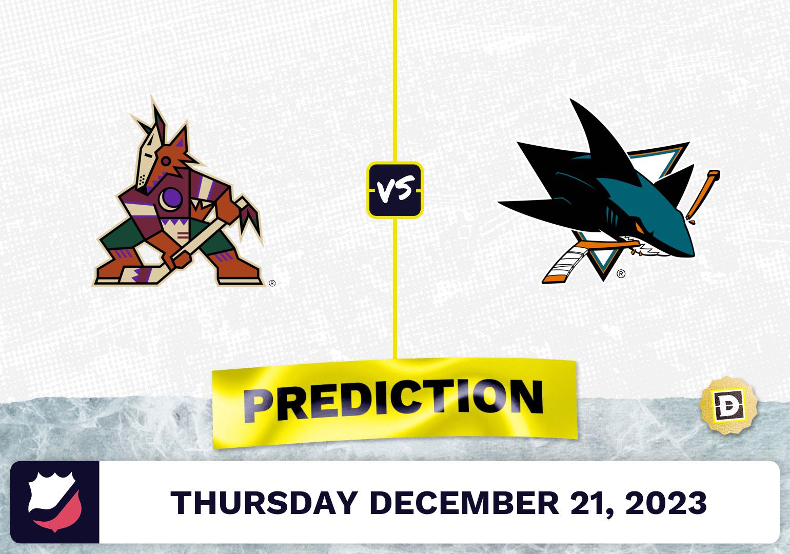 Arizona Coyotes vs. San Jose Sharks Prediction, Odds, NHL Picks  [12/21/2023]