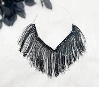Black Fringe Necklace with Sequins, Sparkly Collar Necklace, Burlesque Choker Collar Flapper Costume Accessories, Goth Jewelry Gifts for Her