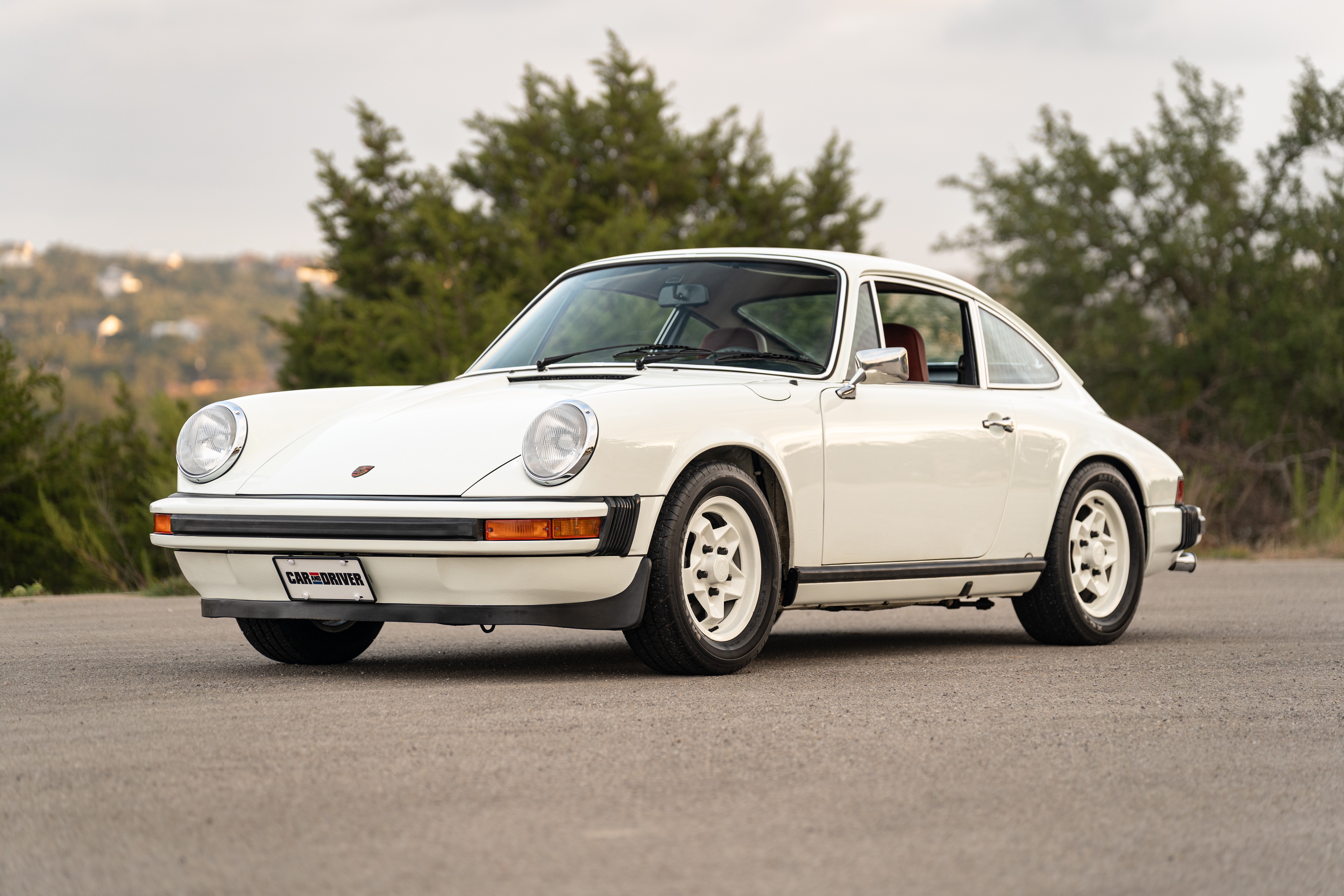 White on Red 1974 Porsche 911 Coupe 5-Speed shot in Austin, TX.