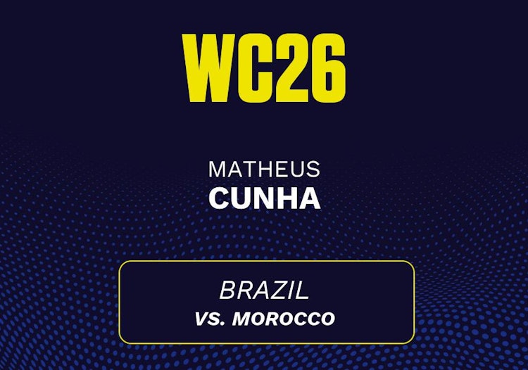 Matheus Cunha projected stats for Saturday, June 13, 2026.