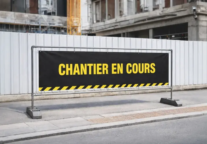 Banderole sur mesure avec oeillets et tenseurs élastiques