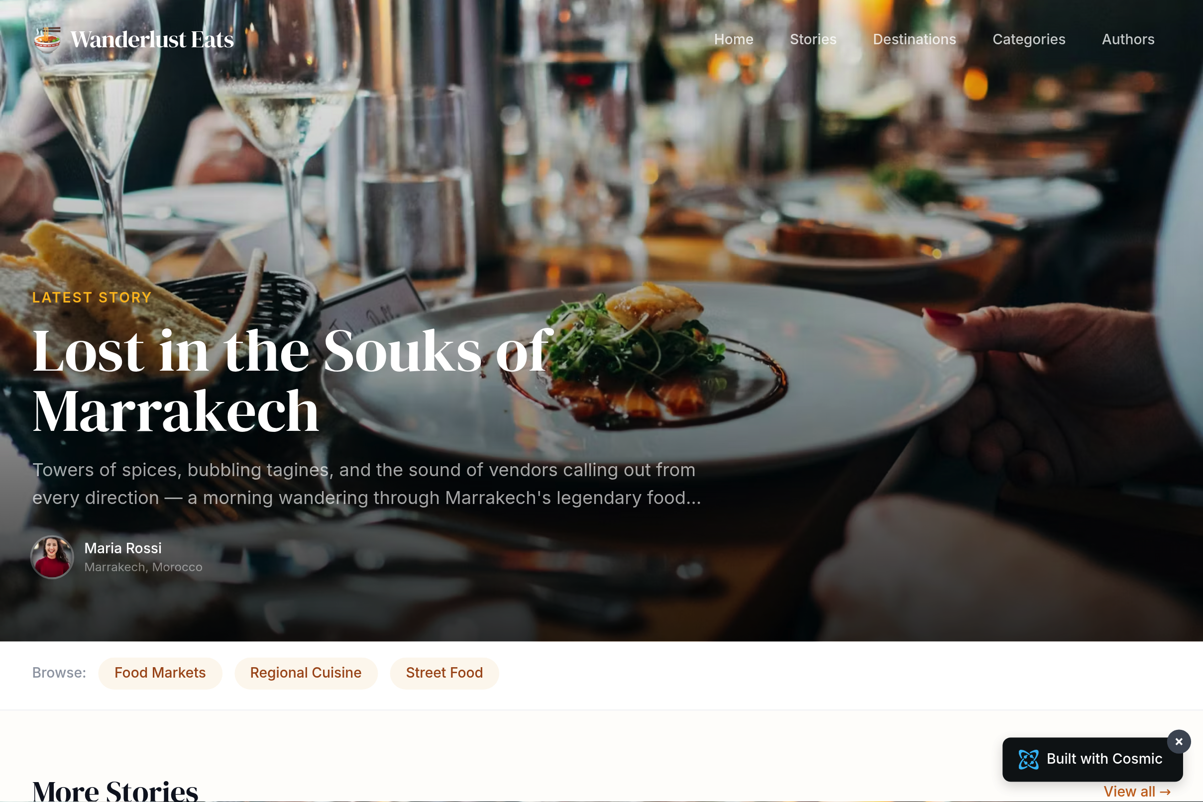 Screenshot of Food Travel Blog