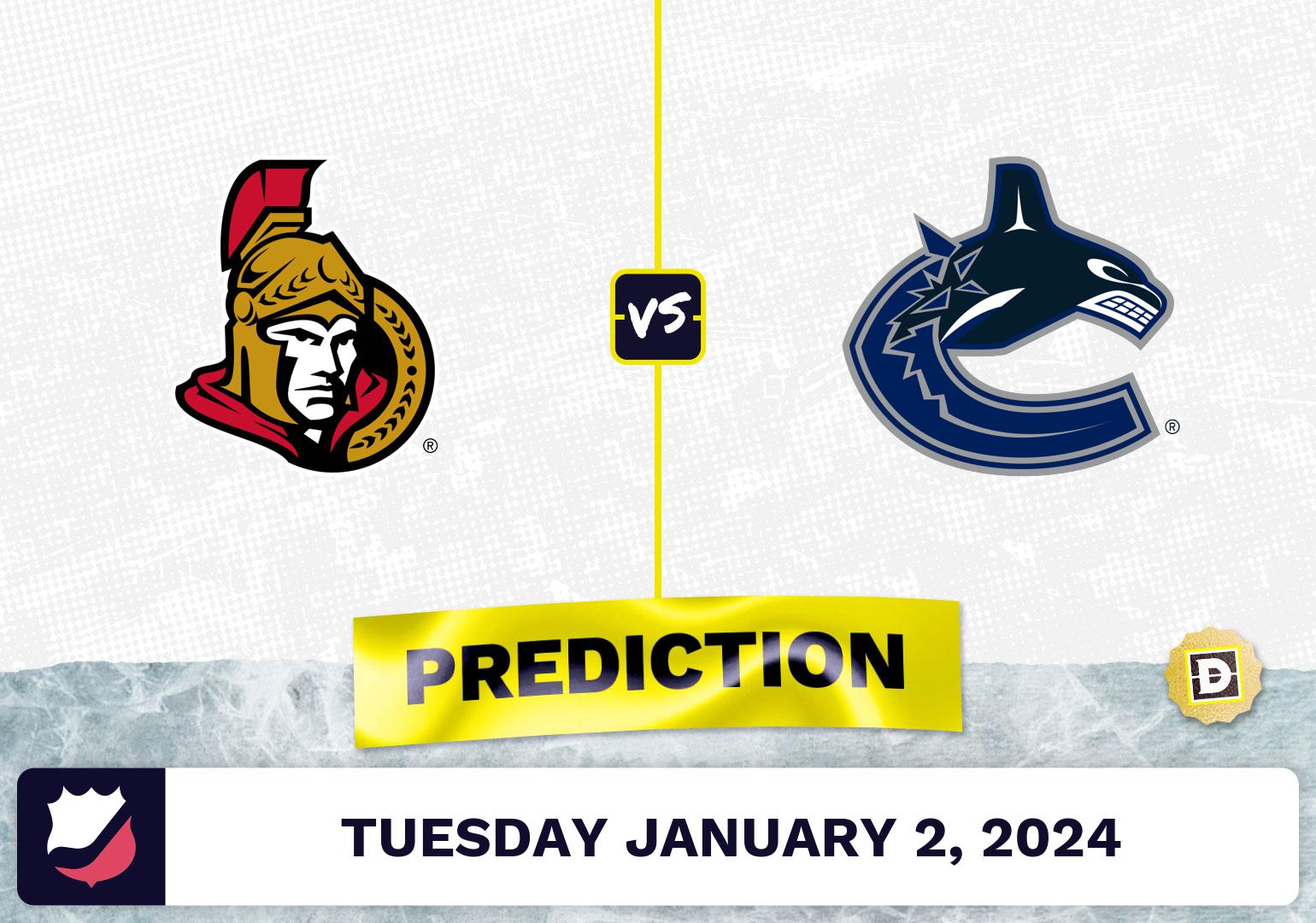 Ottawa Senators vs. Vancouver Canucks Prediction, Odds, NHL Picks  [1/2/2024]