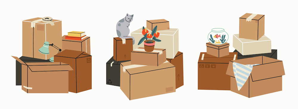 Flat illustration of moving boxes