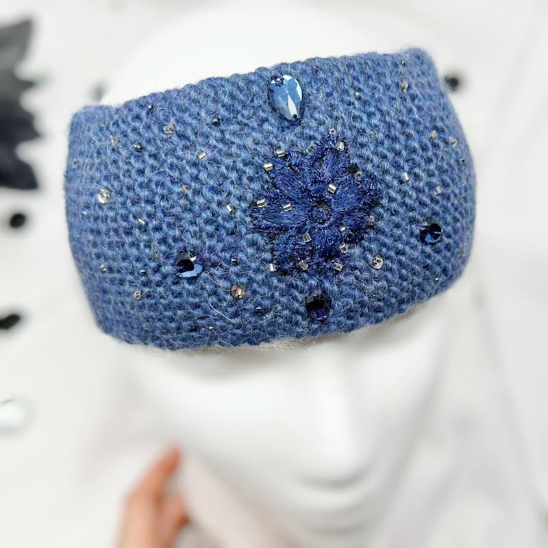 Blue Knit earwarmer headband